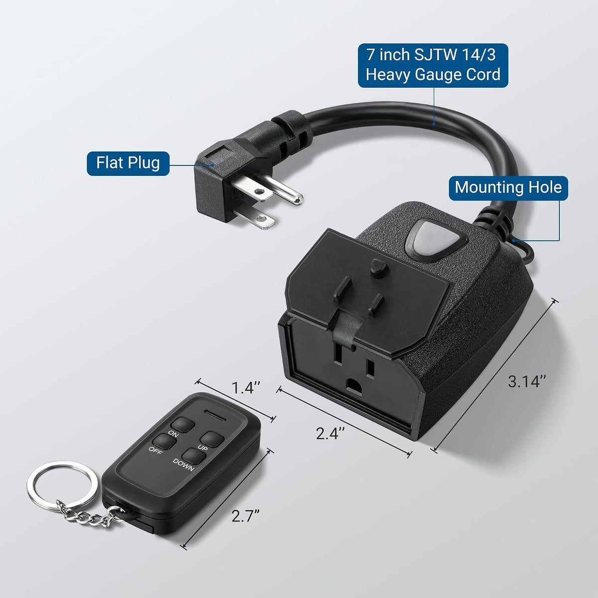 DEWENWILS Outdoor Dimmer for String Lights, 100FT Remote Switch Range