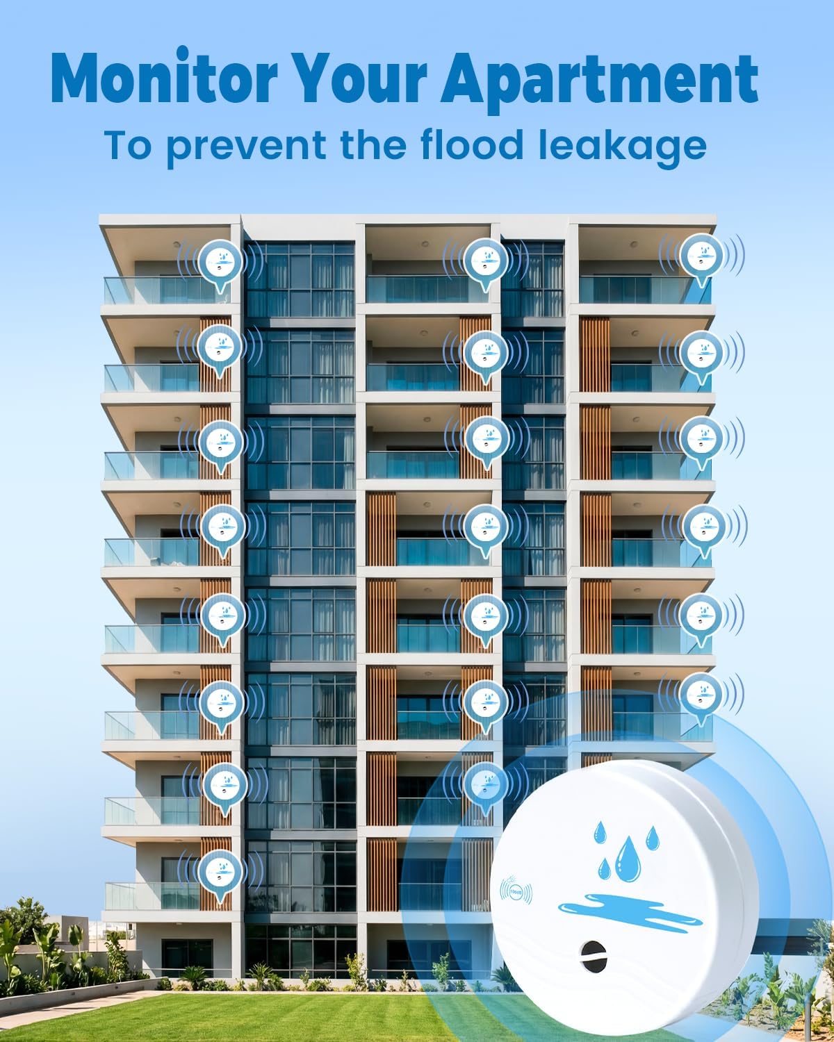 5 Pack Water Leak Detectors for Home | Water Sensor Alarm Leak Detector, 100dB, Waterproof, Kitchens, Bathrooms, Laundries, Sinks, Basements, Battery Included