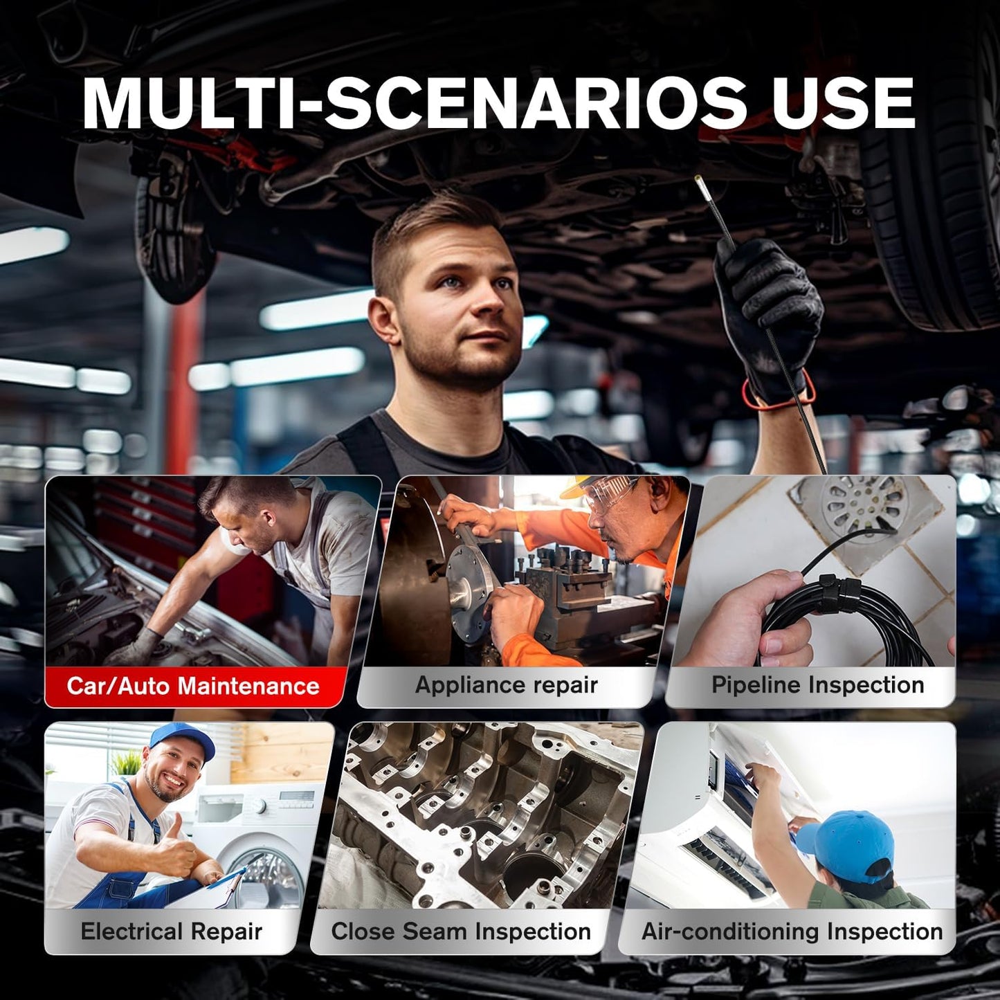 2026 Autel MaxiVideo MV108S Digital Inspection Camera, 2MP 1920x1080 | IP67 Waterproof USB Endoscope, 8.5mm Borescope Snake Camera, 39.37'', LED Light, Work w/Autel Scanner & P.C, Up MV108 MV105S