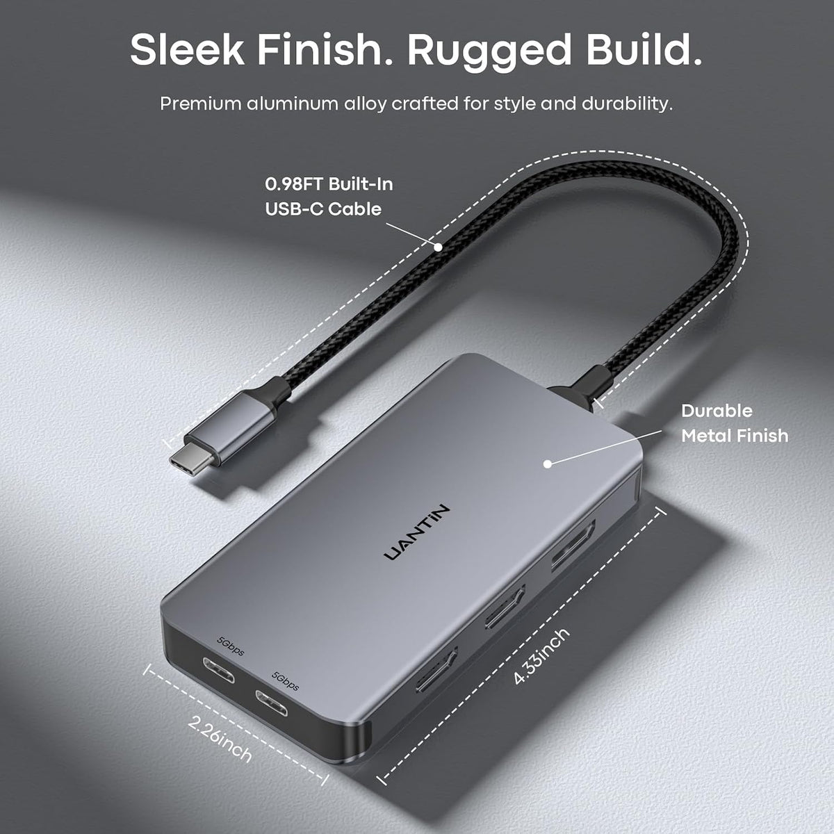 UANTIN Laptop Docking Station 3 Monitors, 8-in-1 USB C Dock with 2 HDMI, DP