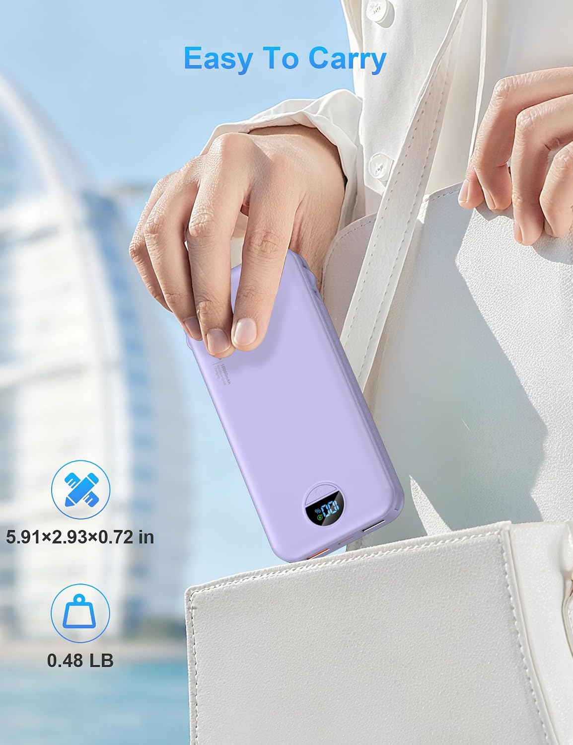 Ffnpua Portable Charger Power Bank 10000mAh PD20W w/Built-in Cables | Portable Phone Charger,Fast charging,Built in wall plug,LED display,Charge 5 devices at once,Pass through charging