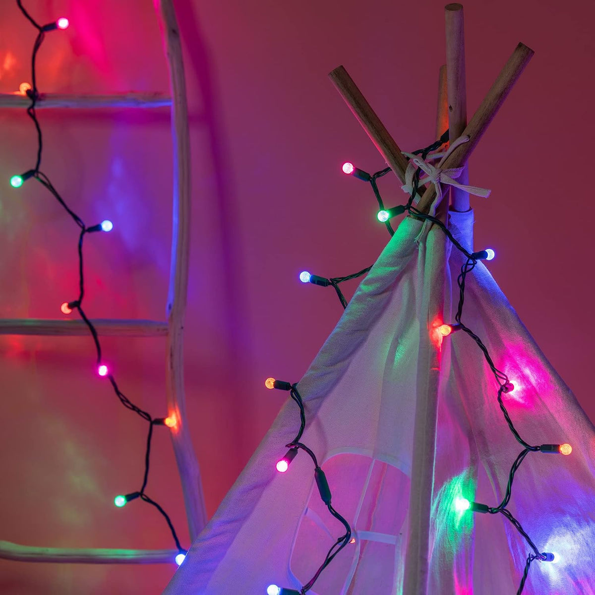 YULETIME 140 Multicolor G12 Christmas Lights, 2-Set 24 ft 70 One-Piece LED