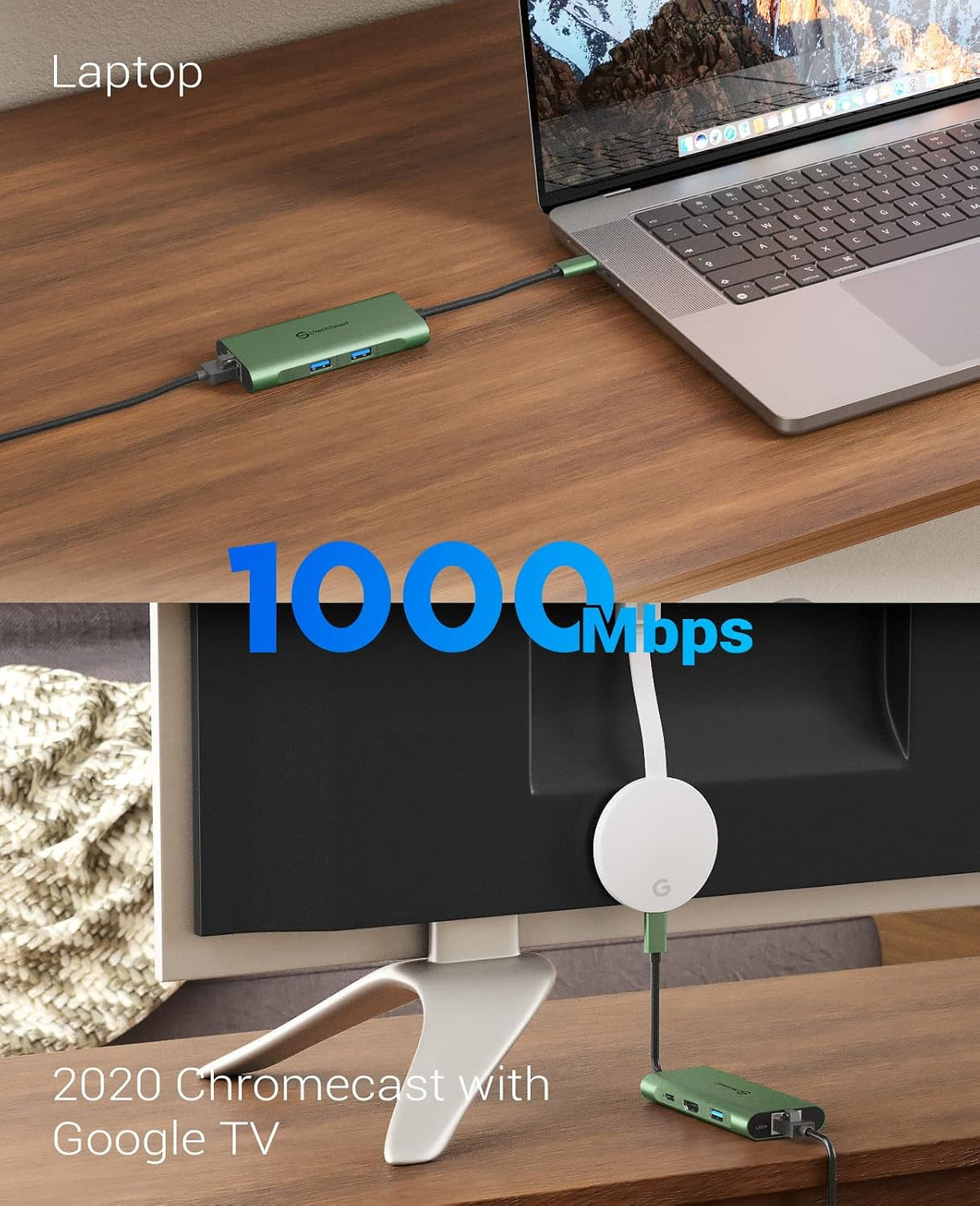 UtechSmart USB C Hub, Ethernet Multiport Adapter 6 in 1 USB C to HDMI Dock