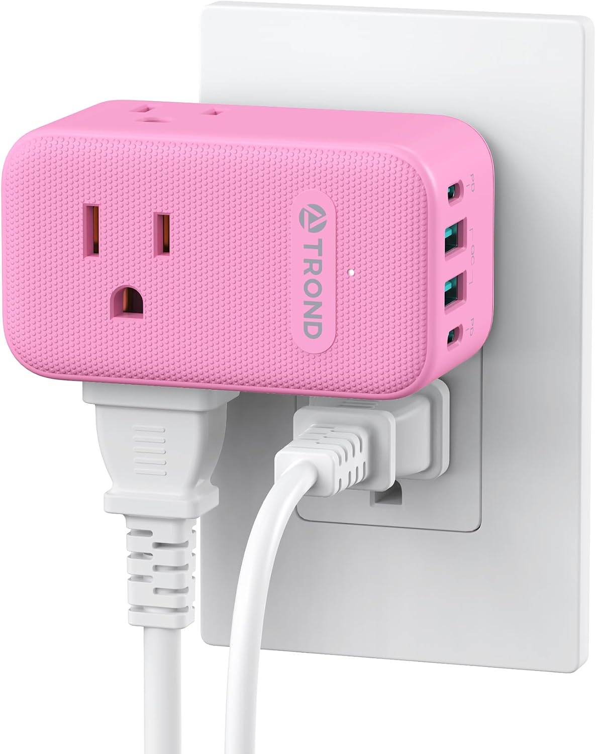 TROND Multi Plug Outlet Extender with 2 PD 20W USB C Charger and 3 Outlets | 360 Rotating Plug, 4 USB Plug Adapter, 2 USB C and 2 USB A, A Small Charging Station for Kitchen Bathroom Cruise Essentials
