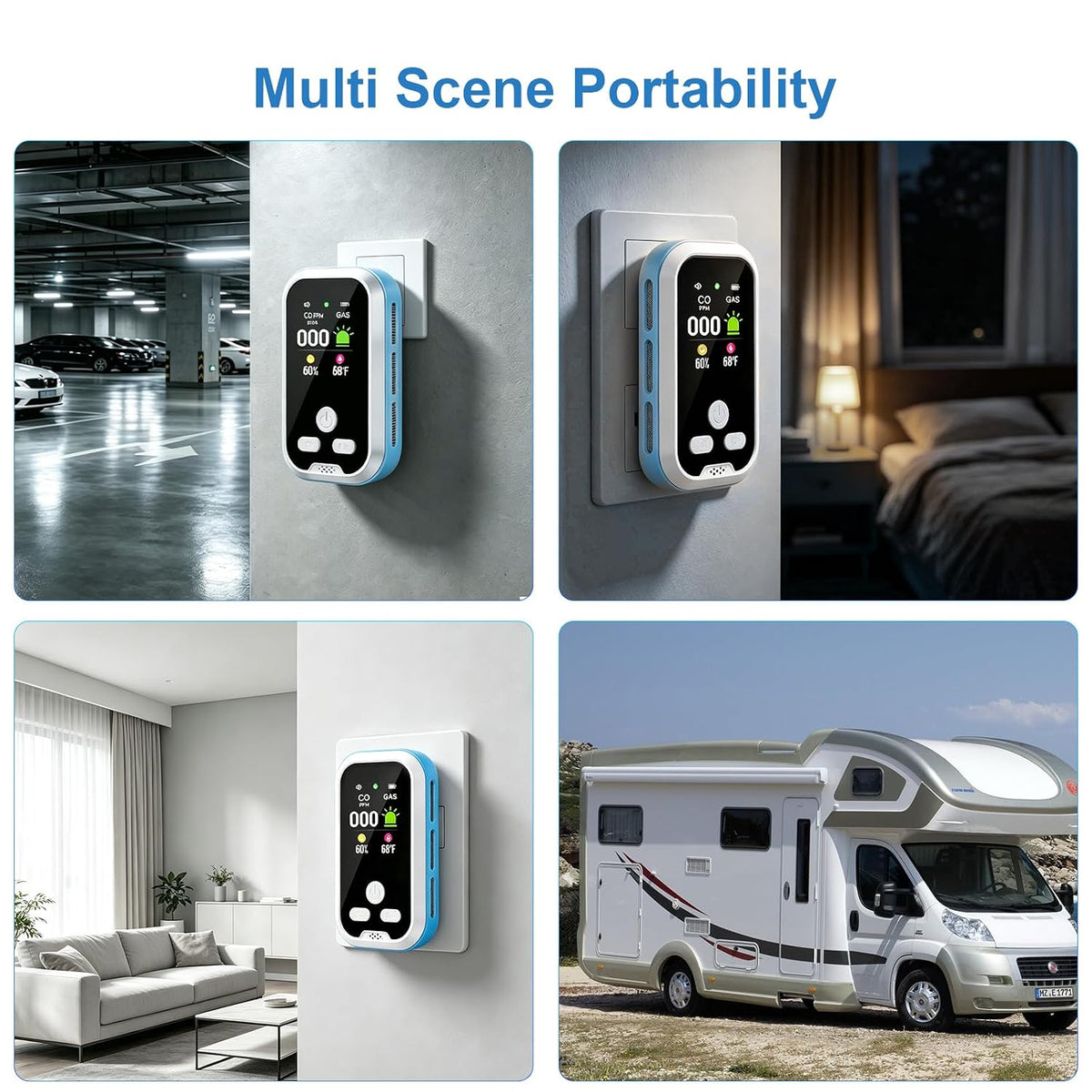 2 Pack Upgrade Plug‑in Air Quality Home Sense Detector HD Display Blue