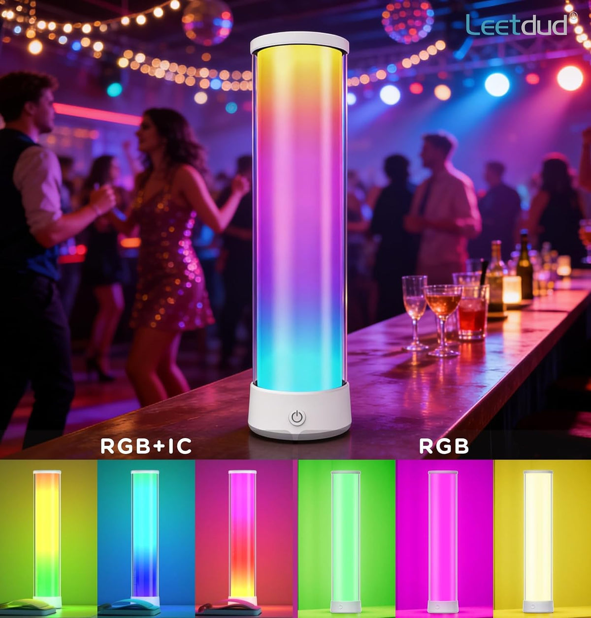 Cordless Table Lamp, RGB 16 Million Colors Rechargeable 1500LM Dimmable APP & Remote Control, Dynamic Sync, Timer & Scene Modes, Portable Ambient LED Light for Outdoor, Gaming Room, White