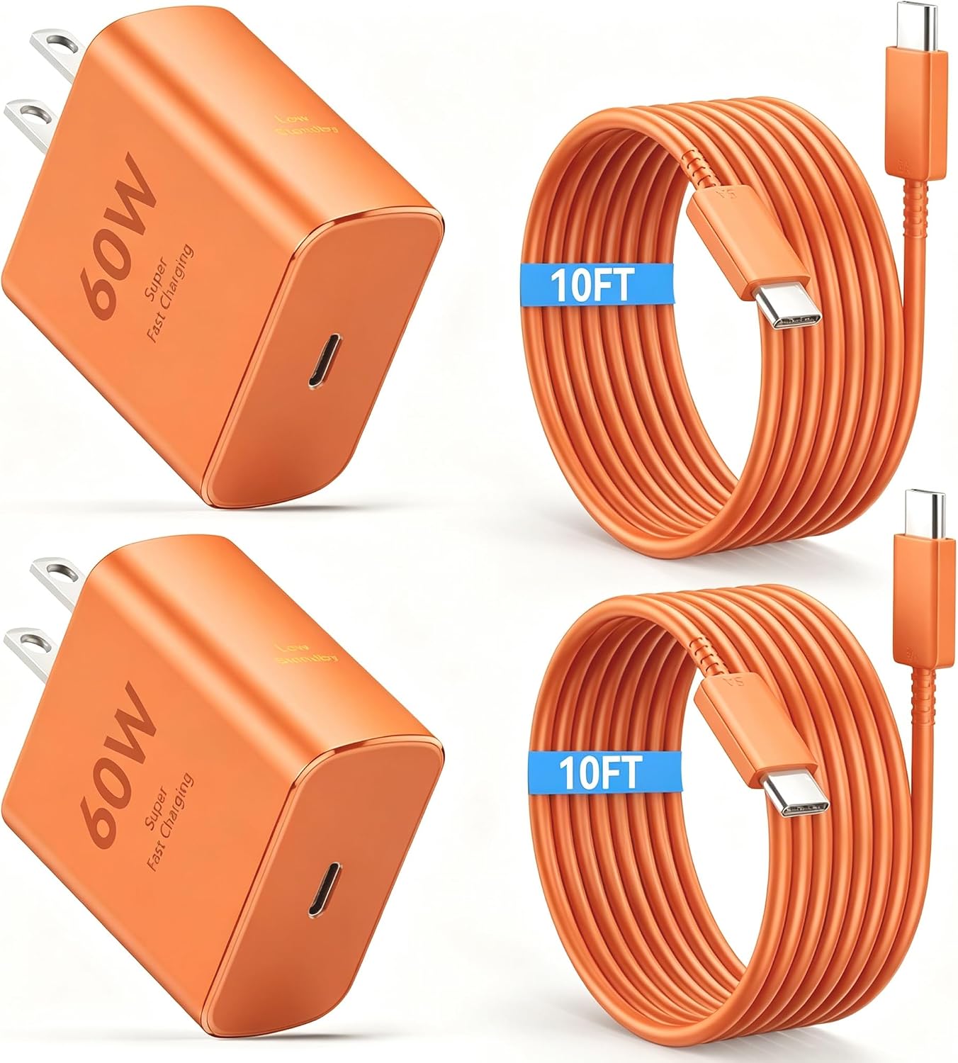 60W USB C Super Fast Charger Type C Android Phone Charger Fast Charging Block with 10ft USB-C to USB-C Cord Compatible with Samsung Galaxy S26 Ultra/S26/S26+/S25/S25 Ultra/S25+/S24, iPhone, iPad