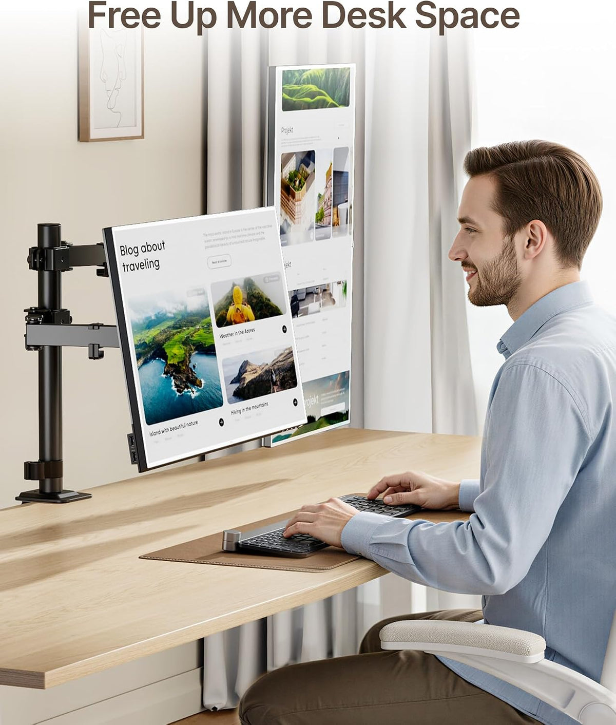 monTEK Dual Monitor Stand for 17-32" Screens, 22 lbs Each