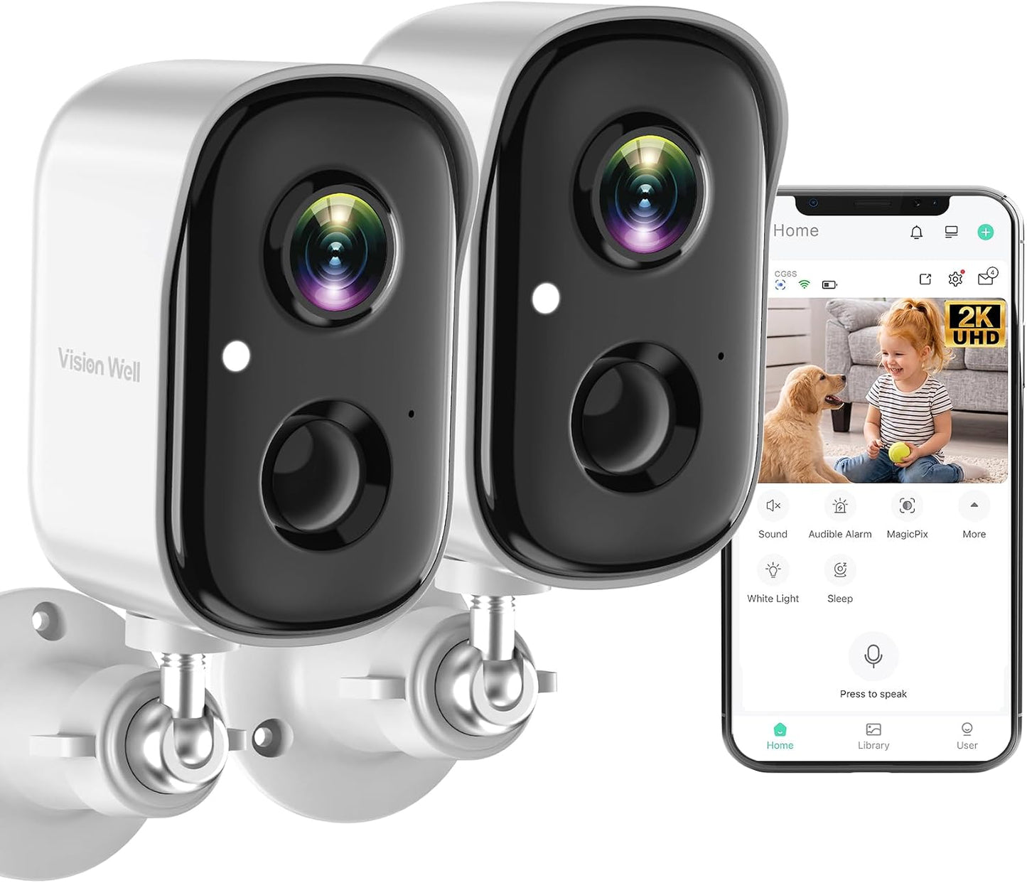 Security Cameras Wireless Outdoor, 2K Indoor Cameras for Home Security Battery Powered, AI Motion Detection, Color Night Vision, 2-Way Talk, Spotlight Siren Alarm, Cloud & SD Storage-Jet Black Camera