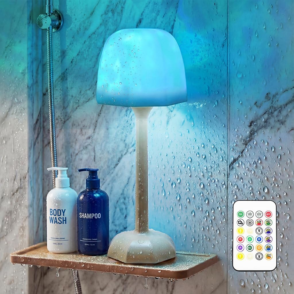 RICHMYC Ocean Wave Projector Light, 16 Colors Rotating Water Lamp, Remote | Beach Decor Sea Themed Gradual Northern Lights Projector for Office Bedroom Bathroom Bar Restaurant (Plug in 4.7in)