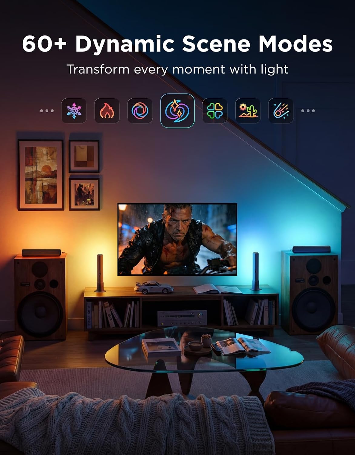 Govee Smart Light Bar, RGBICWW TV Lights for Living Room, Gaming, Silver