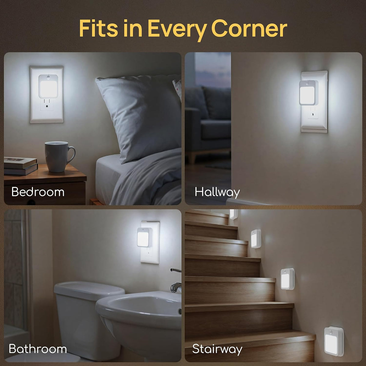 Plug-in Night Light with Motion Sensor, Dusk-to-Dawn Light Sensor