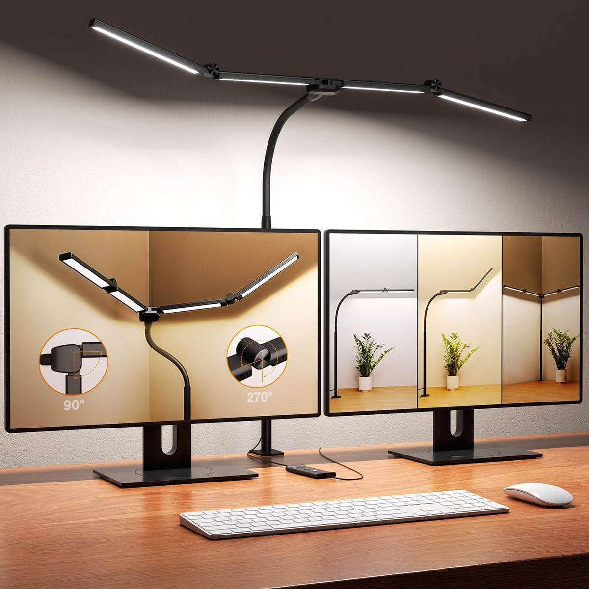 LED Desk Lamps for Home Office, Adjustable Swing Arm Desk Lamp with Clamp | Gooseneck Tall Clip on Desk Light for Sewing,Reading,Draw,Workbench,Study,Puzzle,Craft,Monitor,Architect,Computer,Task
