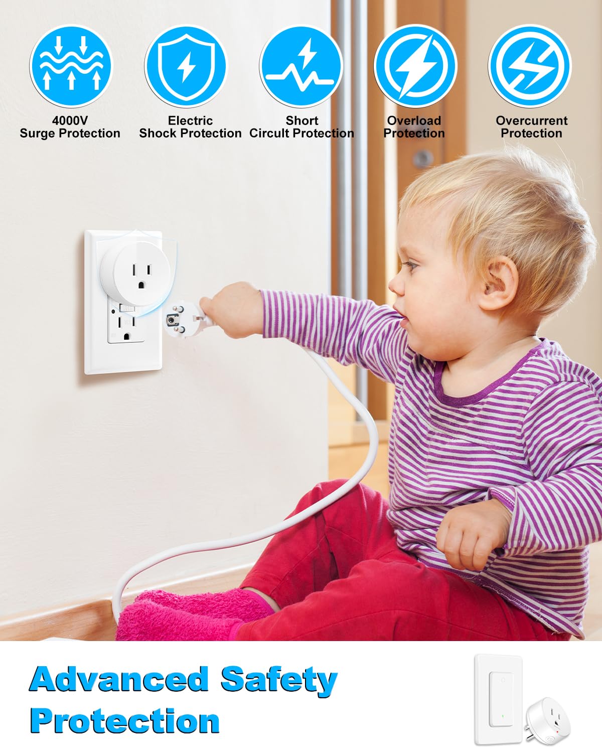Greencycle Remote Control Outlet with 2 Switches,Detachable Wireless Switch