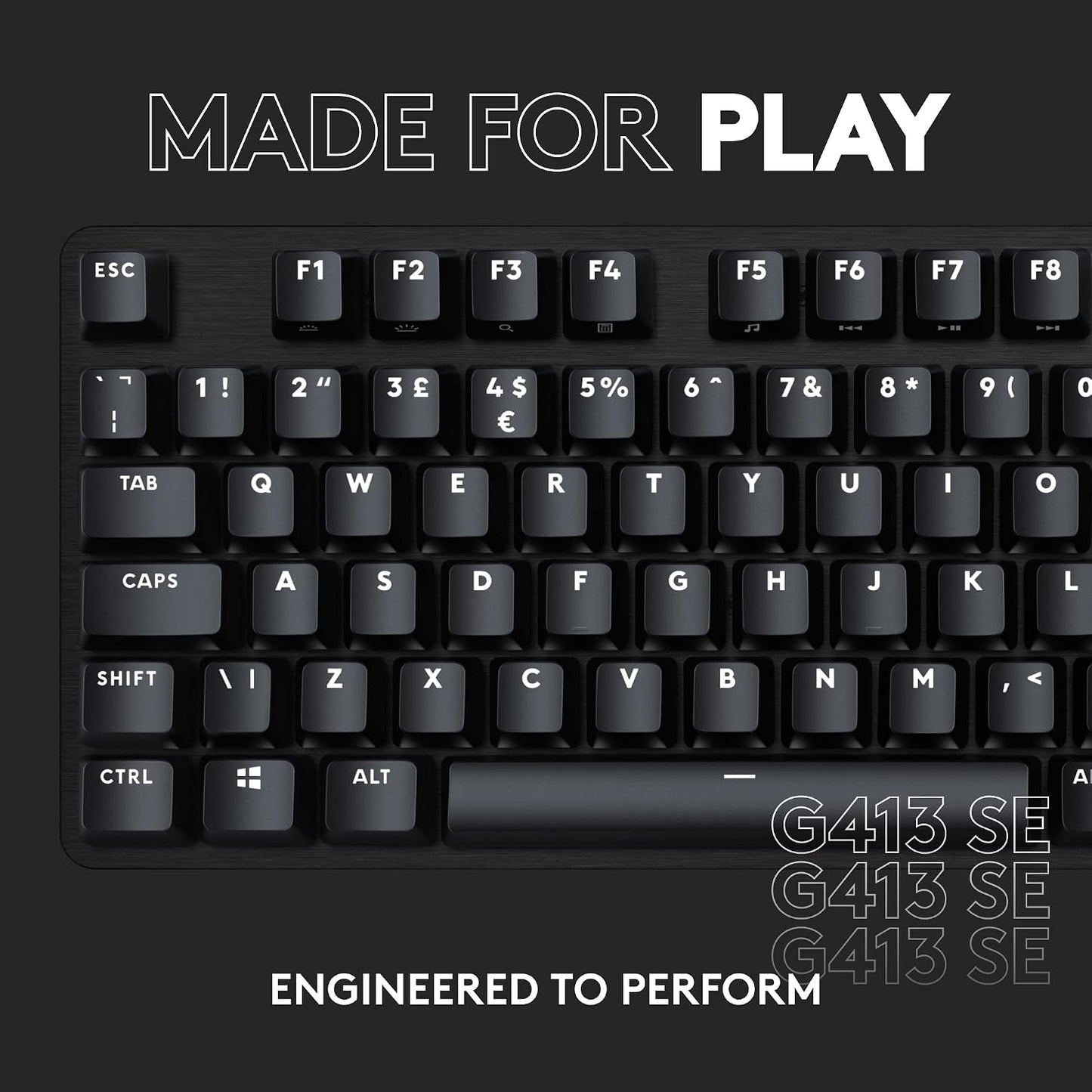 Logitech G413 SE Full-Size Mechanical Gaming Keyboard - Black | Backlit, anti-ghosting, compatible with Windows and macOS, aluminum material