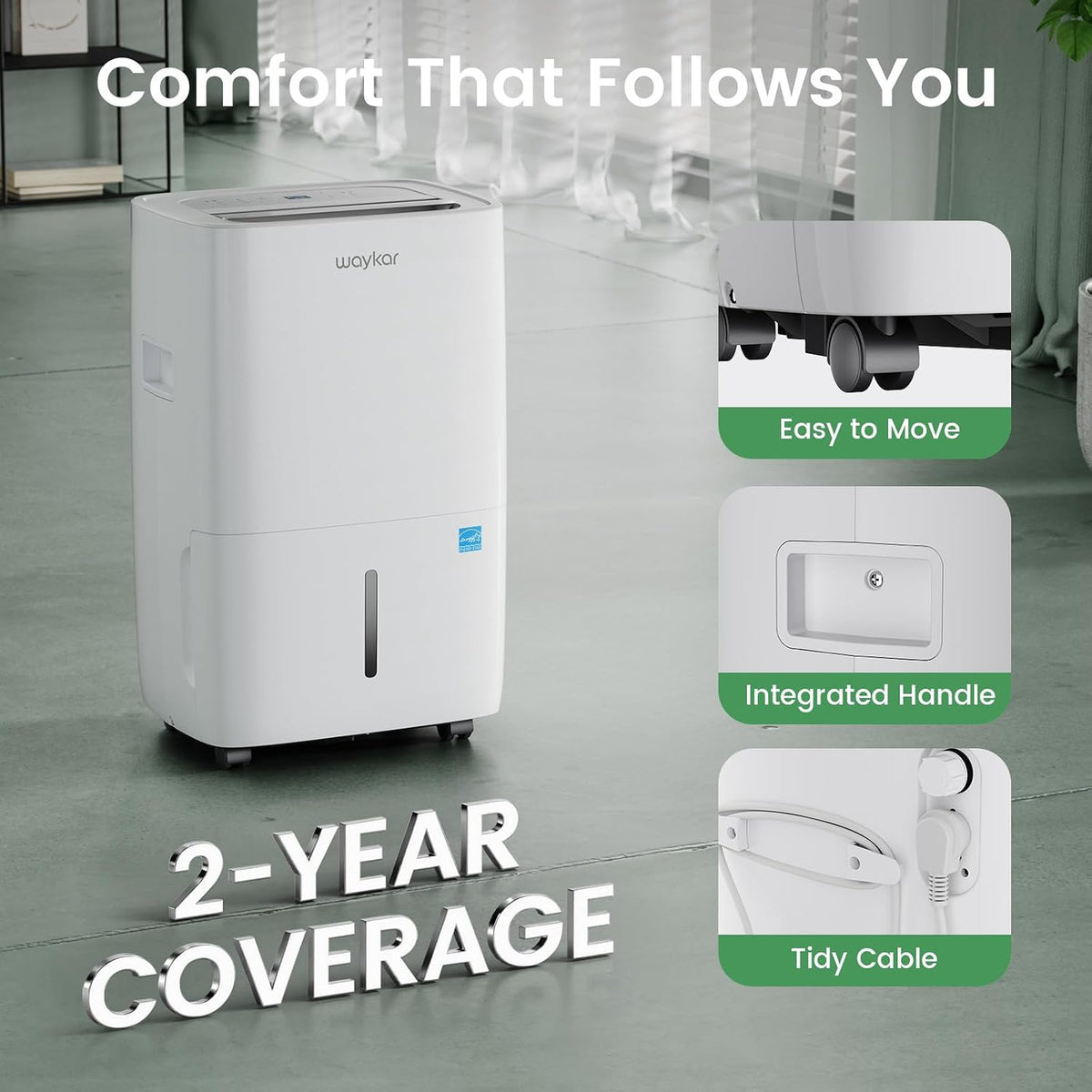 Waykar 120 Pints 6000 Sq. Ft 2025 Energy Star Dehumidifier for Basement