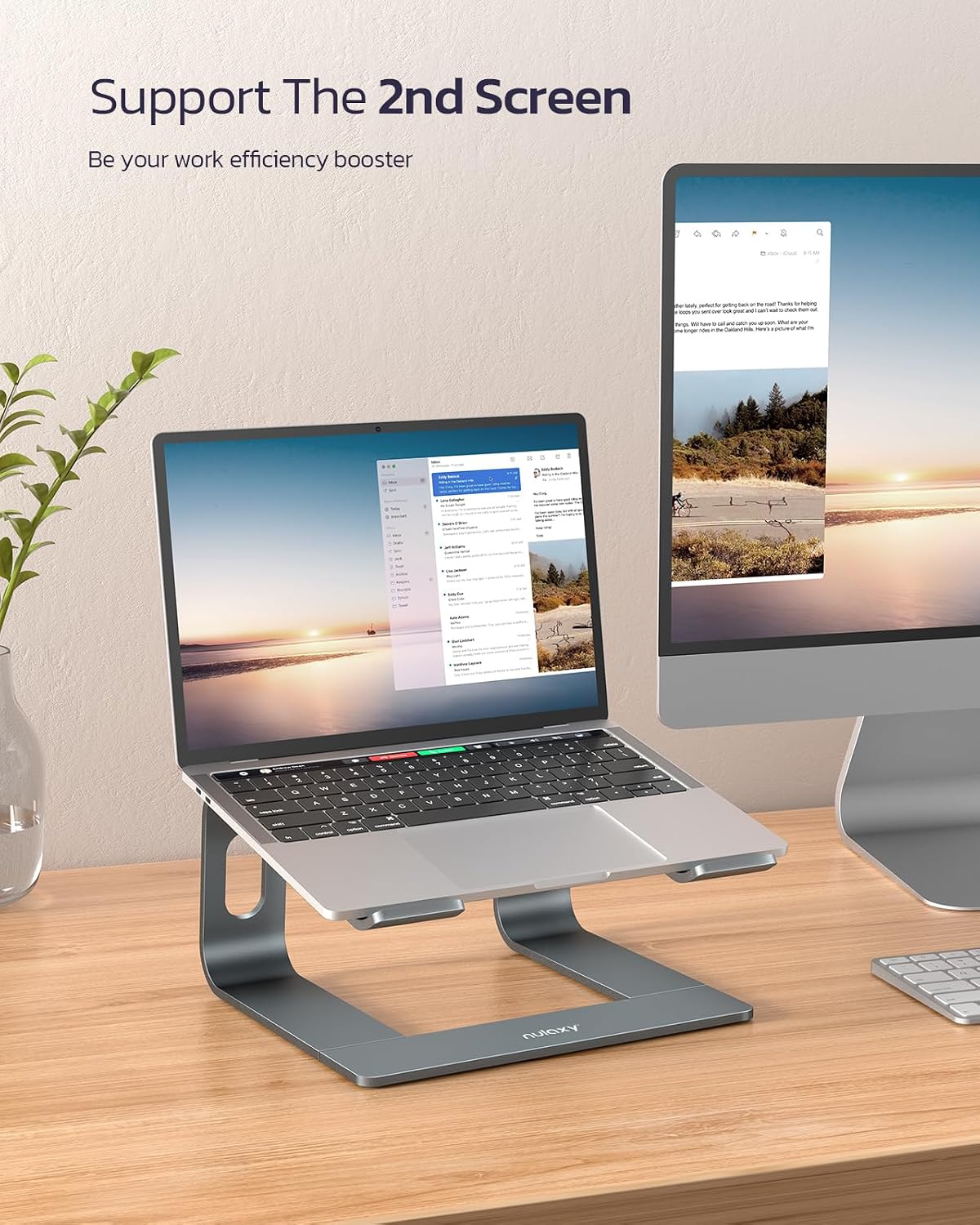 Nulaxy Full Aluminum Laptop Stand, Stable Support to 22 lbs, Open Cooling