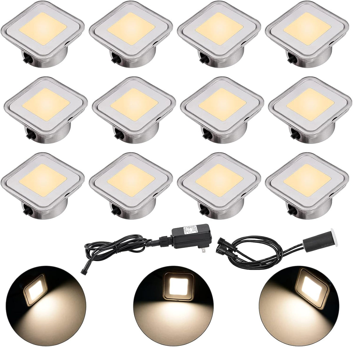 Recessed Deck Light Square RGB IP67 Stair Patio Landscape 8 Kit