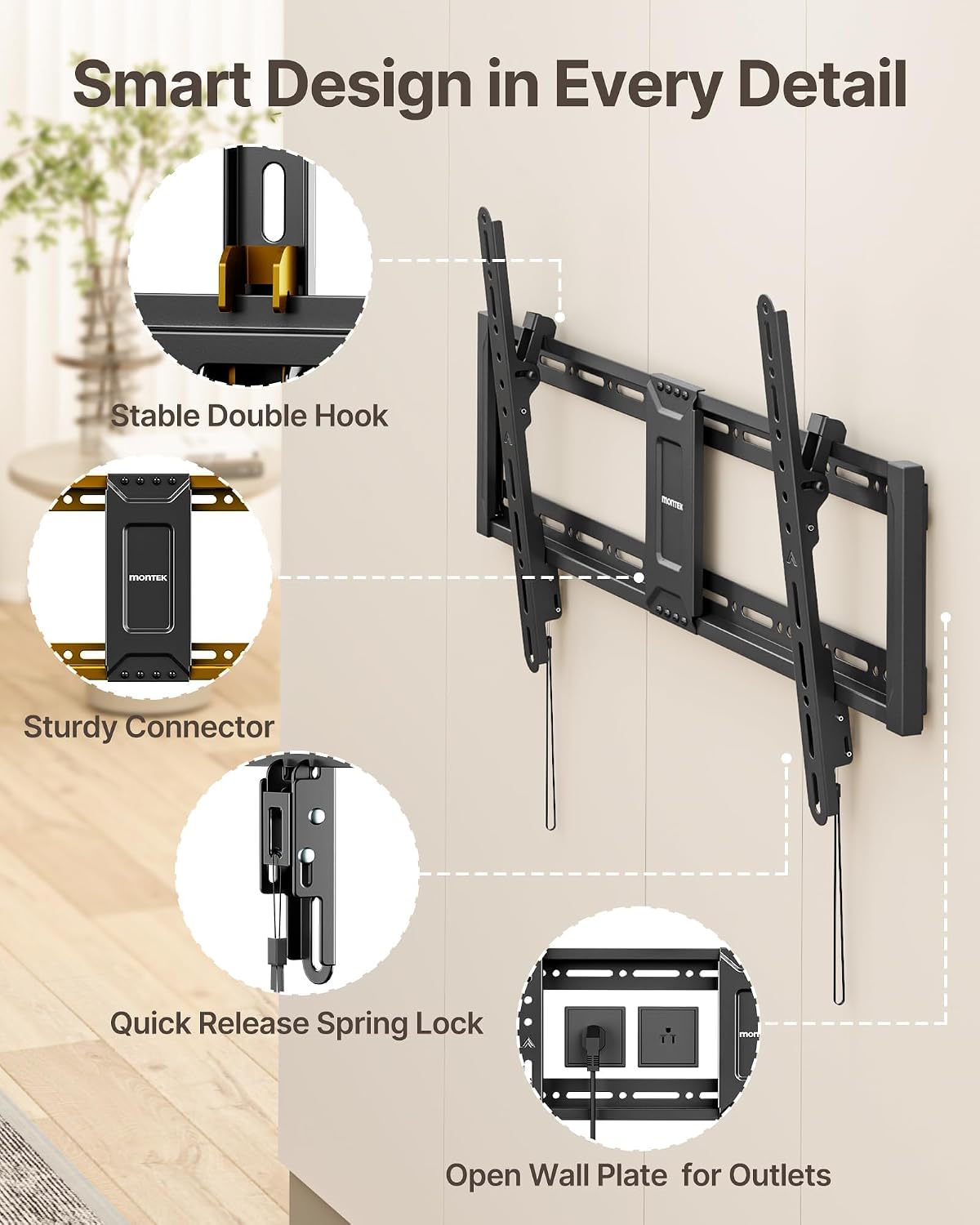 monTEK Heavy Duty Tilting TV Wall Mount for 43-95 Inch TVs, 200lbs Capacity