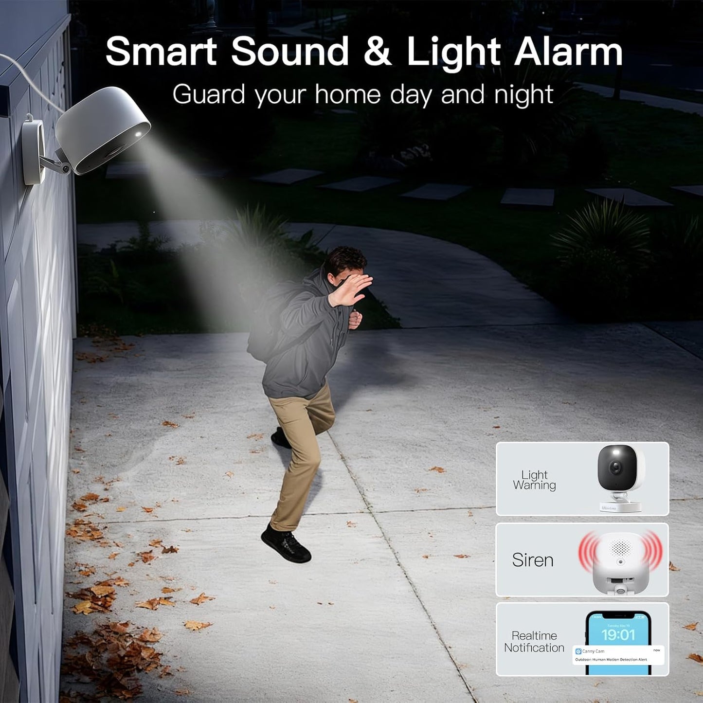 VIMTAG 2.5K Cameras for Home Security Outdoor/Indoor, Color Night Vision Security Camera for Baby/Pet/Dog/Nanny, Light/Siren, Motion Detection, 2-Way Audio, Work with Alexa, Cloud/Card Storage, 2Pcs