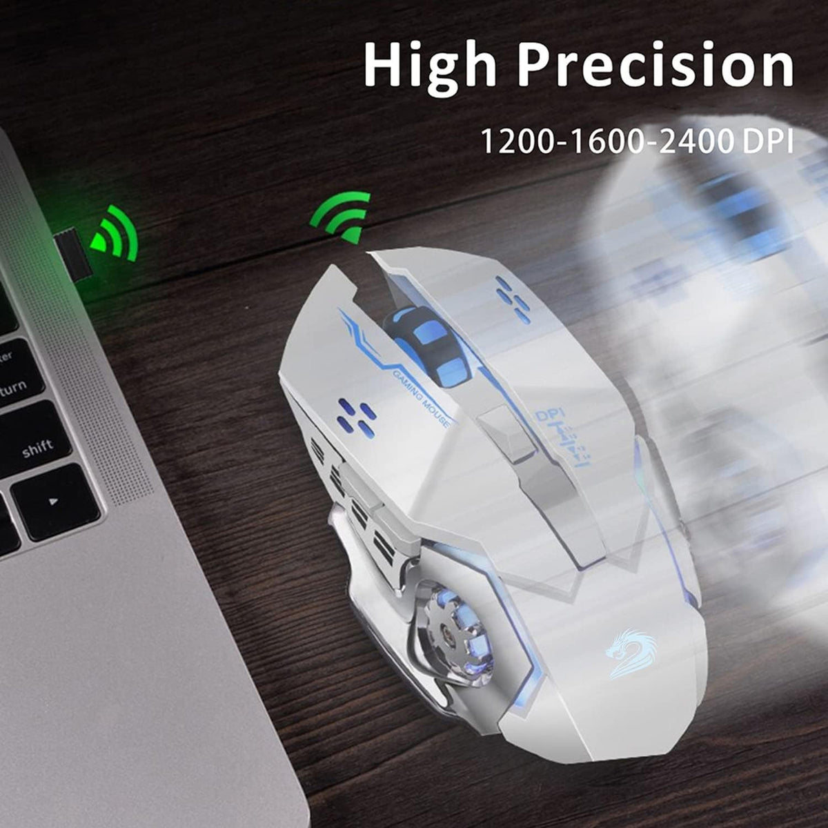 Uciefy Q85 Rechargeable Wireless Gaming Mouse, Ergonomic Mouse Starry Black