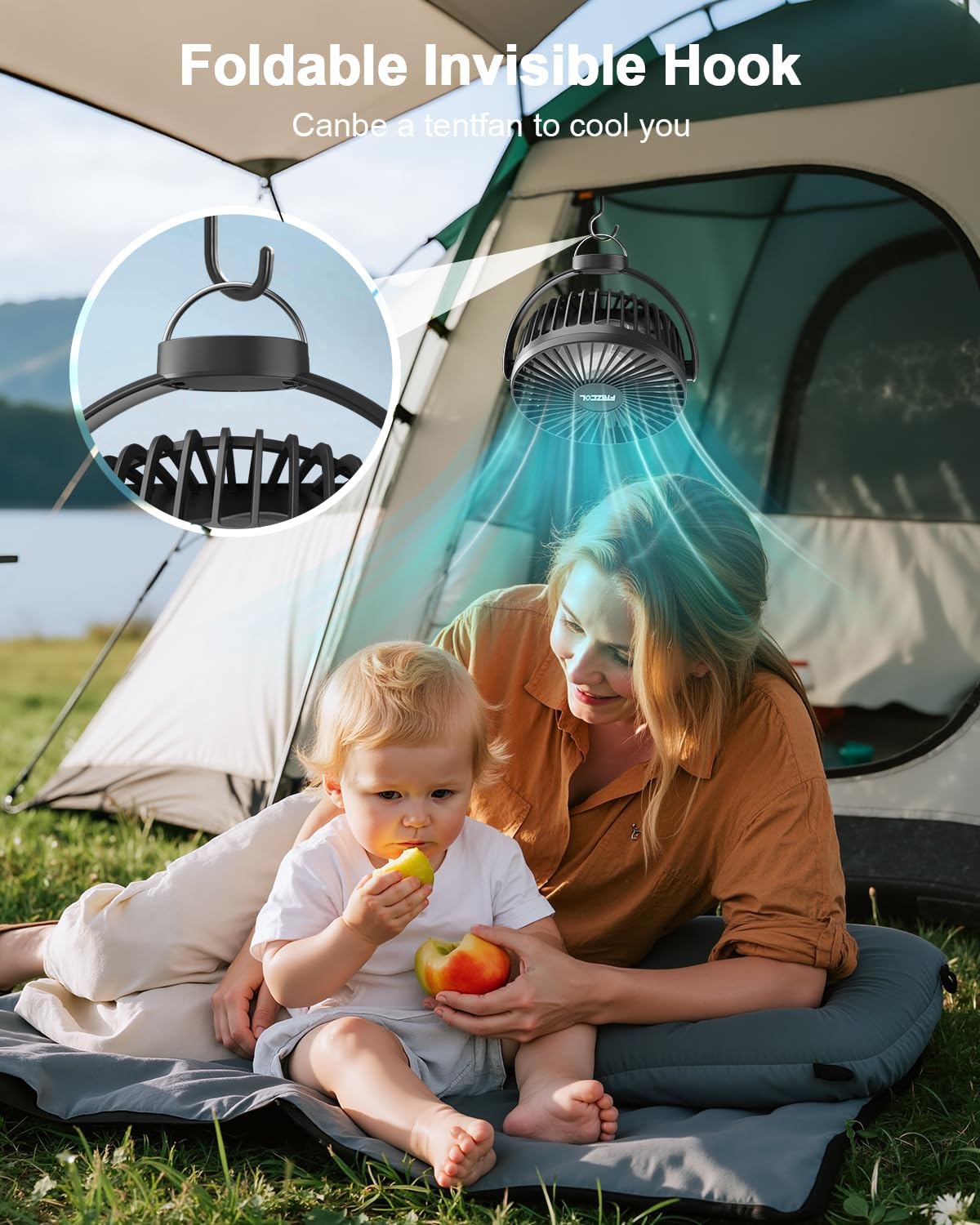 FRIZCOL Portable Stroller Fan, Use As Power Bank, 65H 12000mAh Battery Operated Fan Flexible Tripod Baby Car Seat Fans with Timming, Personal Mini Handheld/Desk/Small Clip On Fans For Stroller