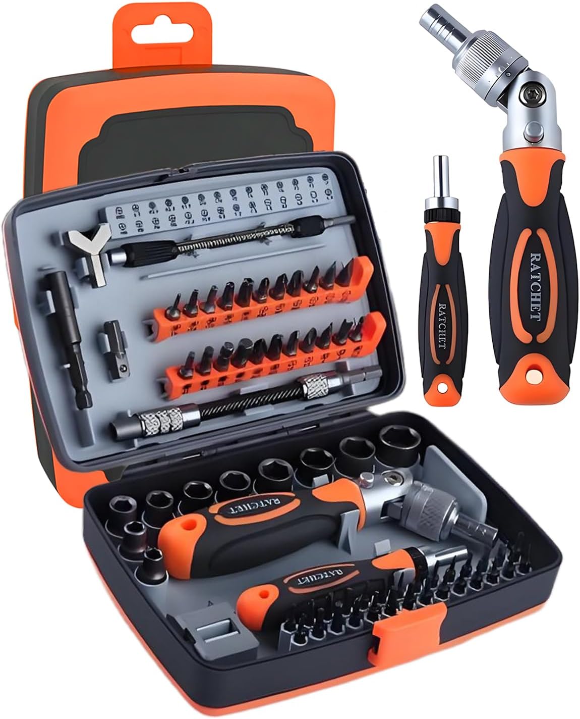 66 in 1 Magnetic Ratchet Screwdriver Set, T Handle Ratchet Screwdriver Kits with S2 Steel Bits for Home Daily Repair, Furniture Assembly, Precision Electrical Appliance Repair