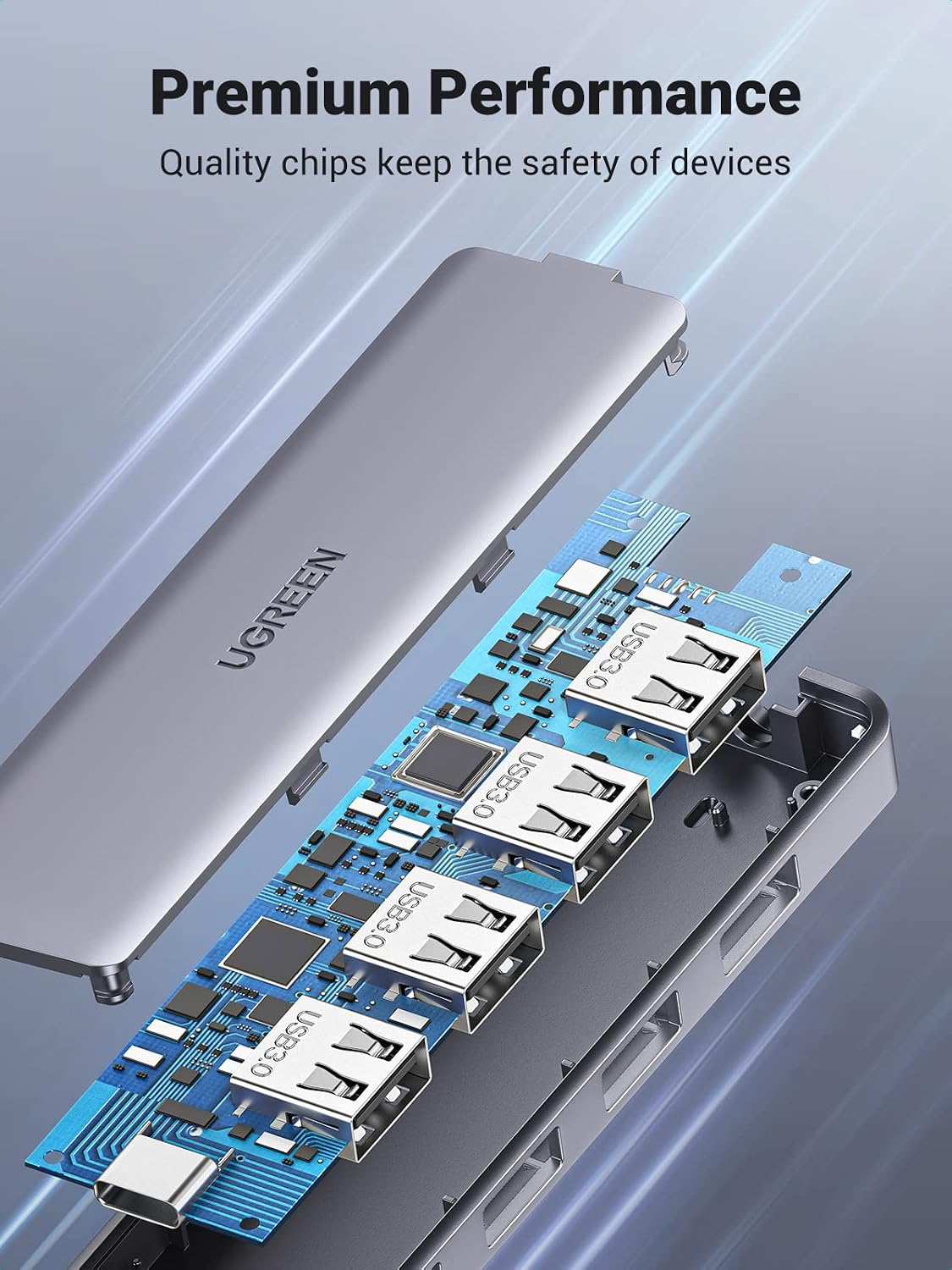 UGREEN USB C to USB A Hub, 4xUSB 3.0 Ports, 5Gbps Data Transfer,0.5ft Cable | USB-C 5V/2A Power Port for Laptop, MacBook Pro/Air, Mac Mini M4, iMac, iPad Pro, Chromebook, Dell XPS, Galaxy S23, and More