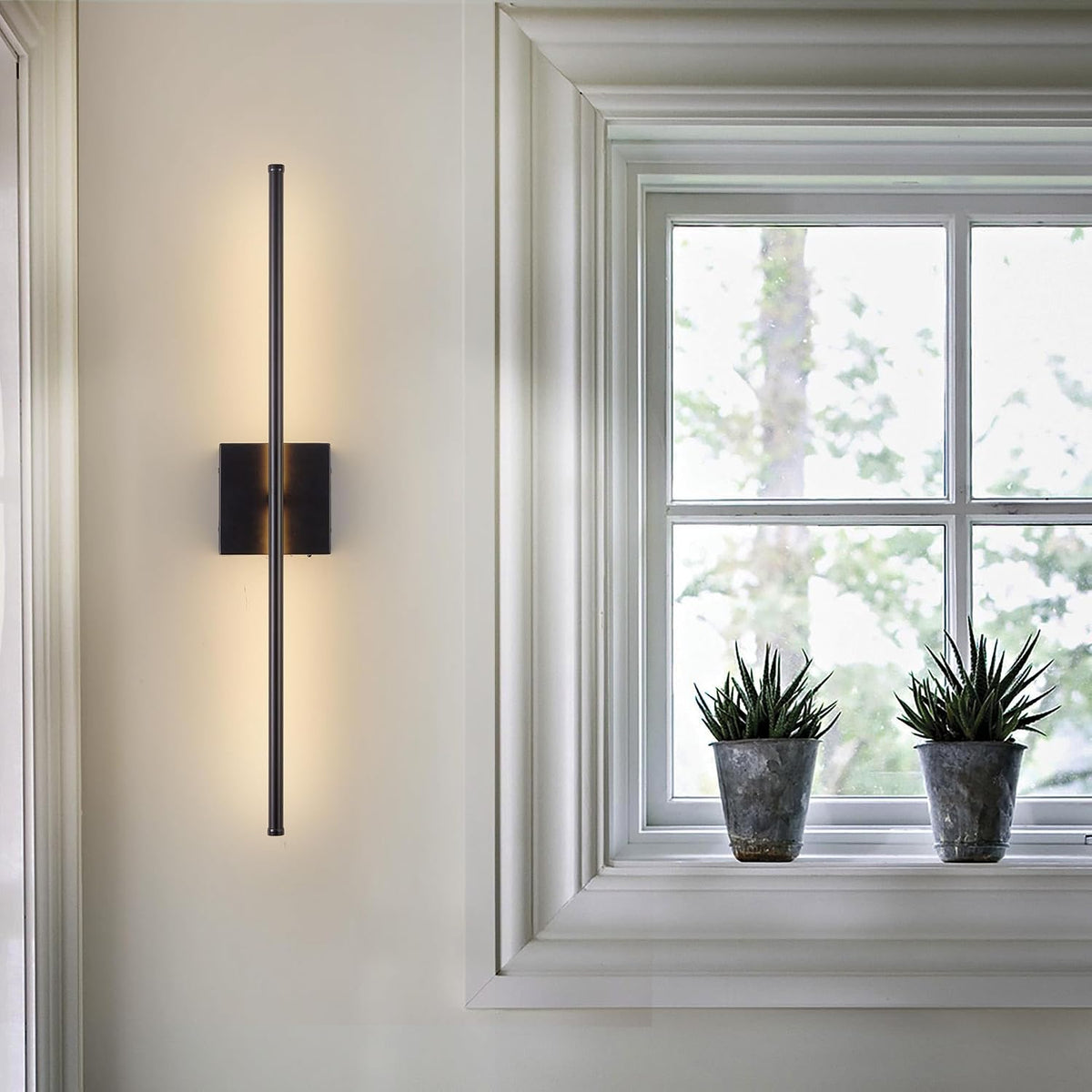 KARTOOSH 32.2 Inch Battery Operated Wall Sconces Wireless Set of 2, Black