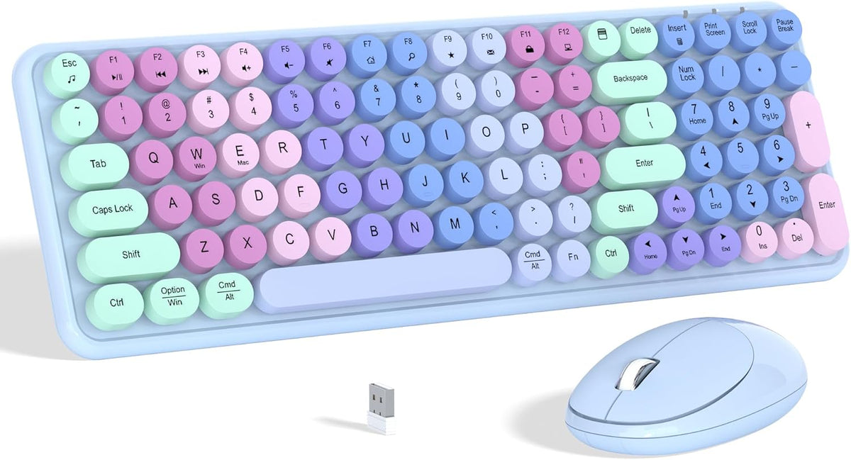 Links9+ Colorful Wireless Keyboard Mouse Combo (White Colorful)
