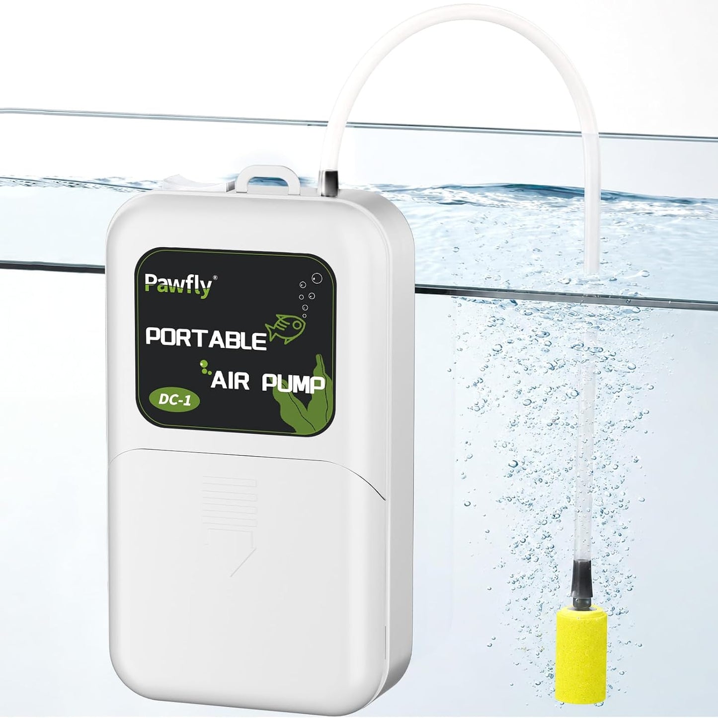Pawfly Aquarium Air Pump, 40 GPH Fish Tank Air Pump for 5-30 Gallon Tanks,Black & White