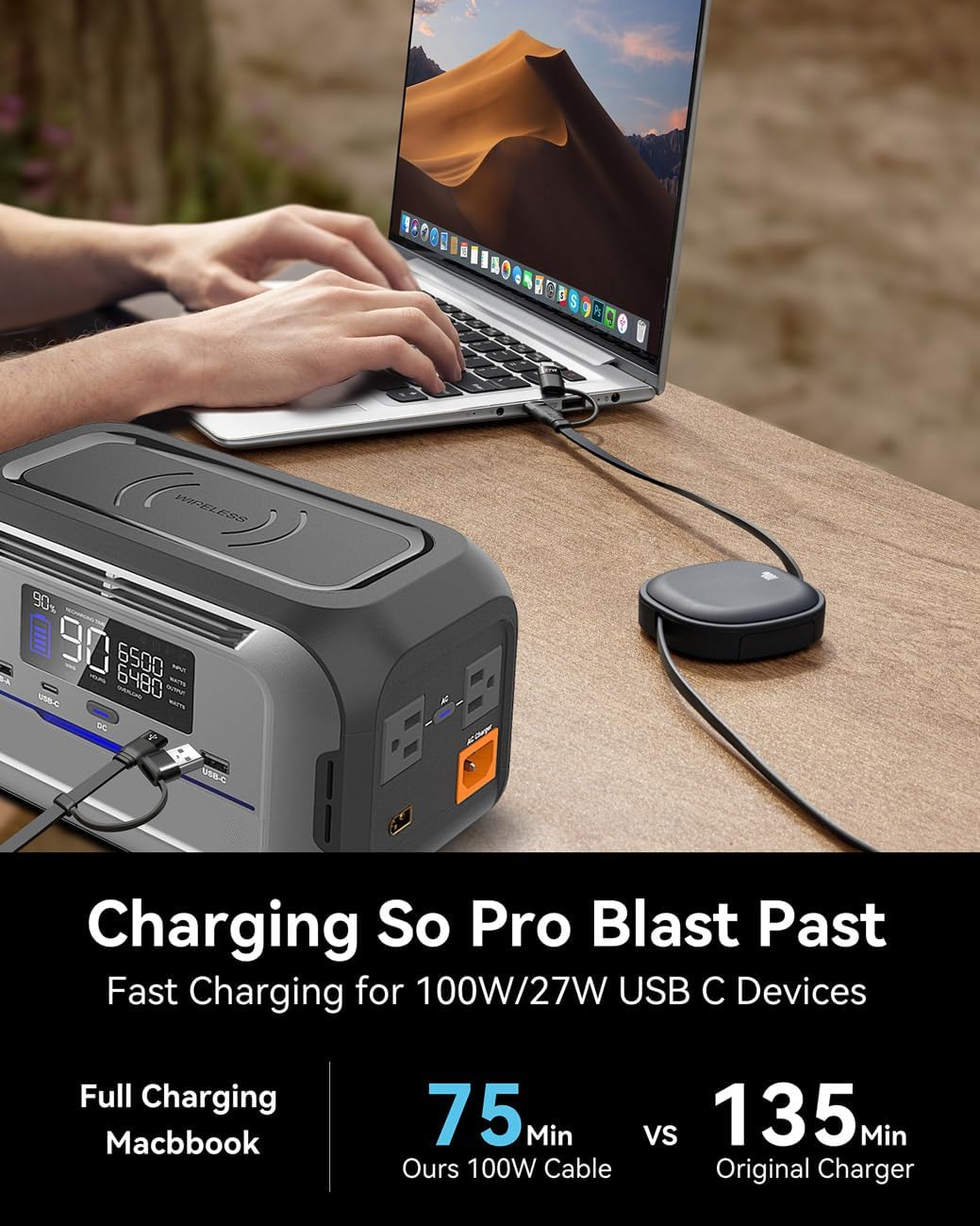 5 in 1 Retractable Cable,100W Multi Charging Cord for Multiple Devices | Adjustable Length Retractable Charger Cable & Phone Holder, USBA/C/Lightning/Micro for iPhone 17-11 Pro/Max, Galaxy, iPad, Ps