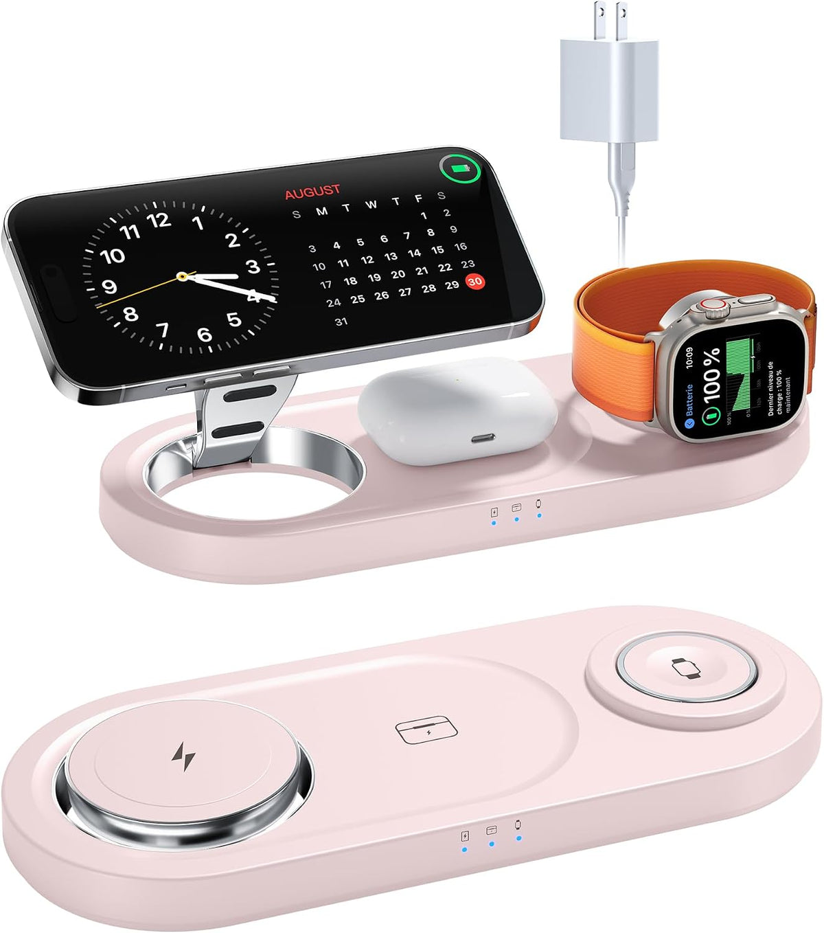 Foldable 3 in 1 Wireless Charging Station for Apple Mag-Safe Charger Stand