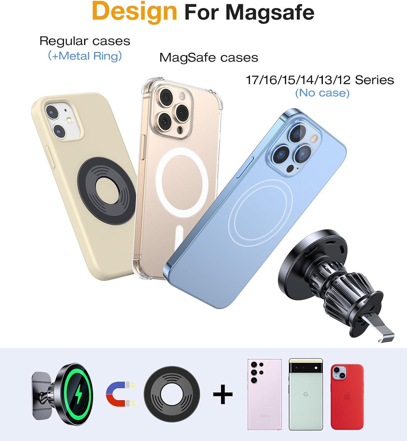 for MagSafe Car Mount Charger【Stronger Magnets】Magnetic Wireless Car Charger with Dashboard Pad Mounting Phone Holders for Your Car Accessories for Women Men Car Mount for iPhone 17 16 15 14