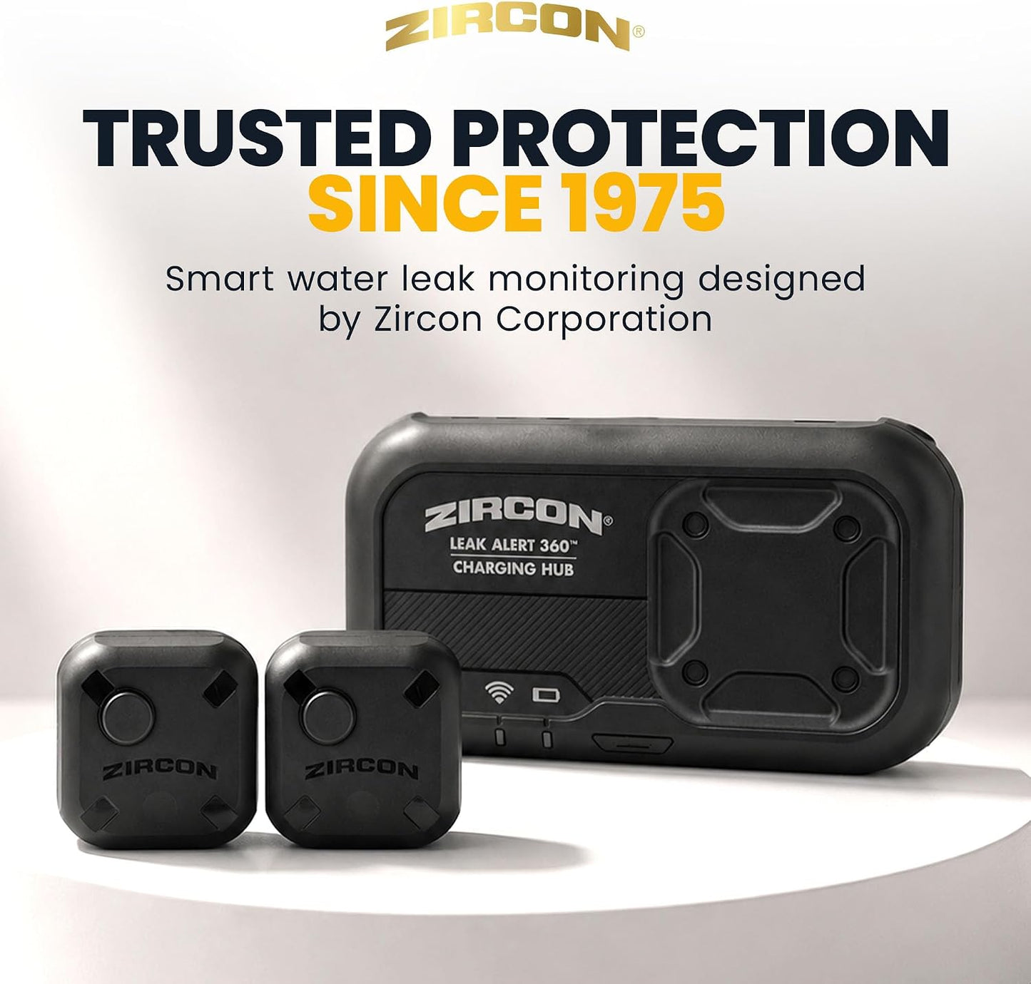 Zircon® Leak Alert 360™ Smart Water Leak Detector Kit, 2 Sensors, iOS Only | Smart water leak detection system with real-time mobile alerts for basements, kitchens and bathrooms, includes 2 sensors
