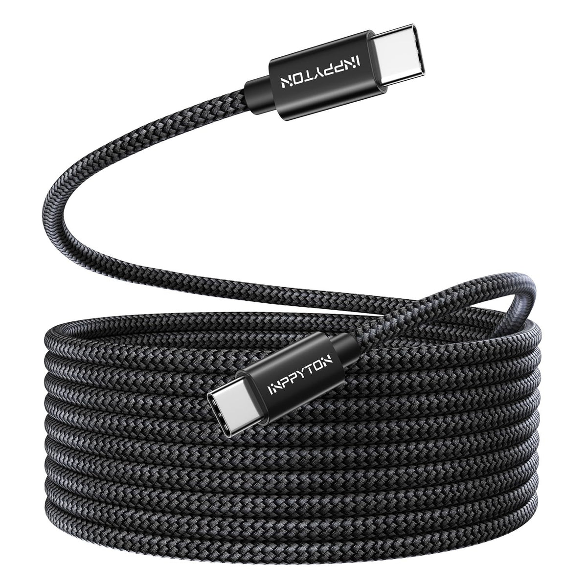 USB C to USB C Cable 15ft 2-Pack, 60W Fast Charging Long Type C Cable, Nylon Braided USB-C Charger Cord for iPhone 16/16 Pro/Max, 15 Pro Max, MacBook Pro, iPad Pro, Galaxy S24, Pixel 8 (PD Compatible)