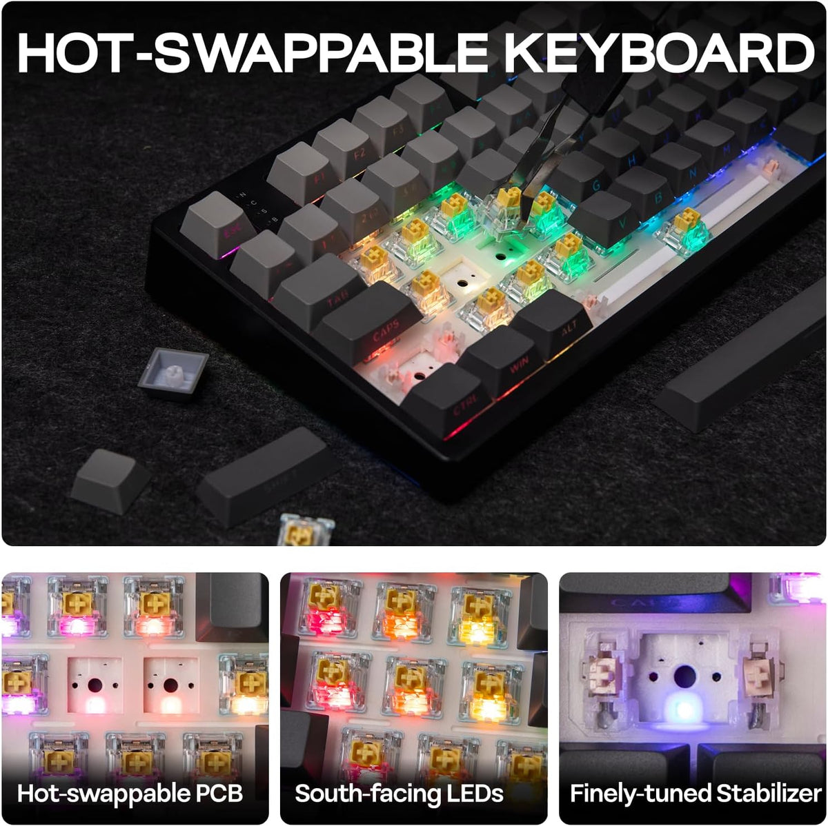 EPOMAKER TH108 Full Size Mechanical Keyboard, Wireless Gaming Keyboard with 10000mAh Battery, Creamy Gasket, 108 Keys, Hot Swap, Custom Driver, RGB Backlight (Black, Sea Salt Silent)