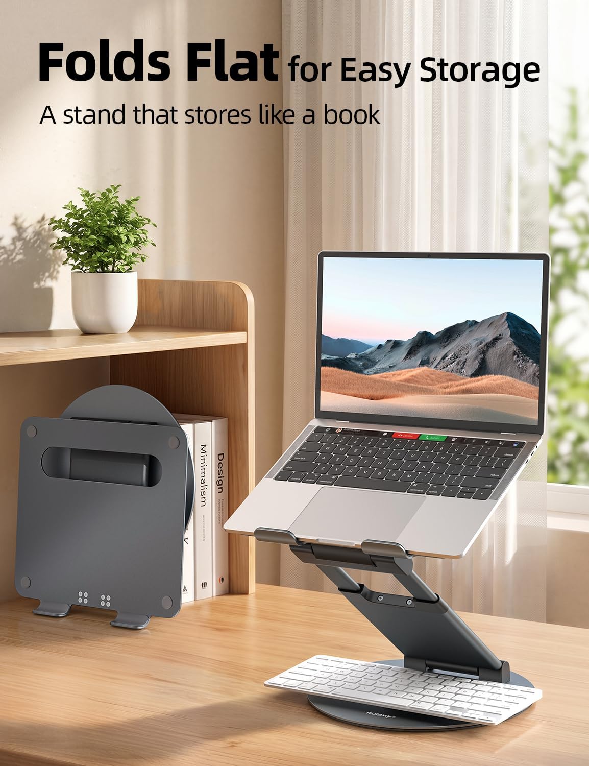 Nulaxy 18" Height Telescopic 360 Rotating Aluminum Laptop Stand Desk, Gray