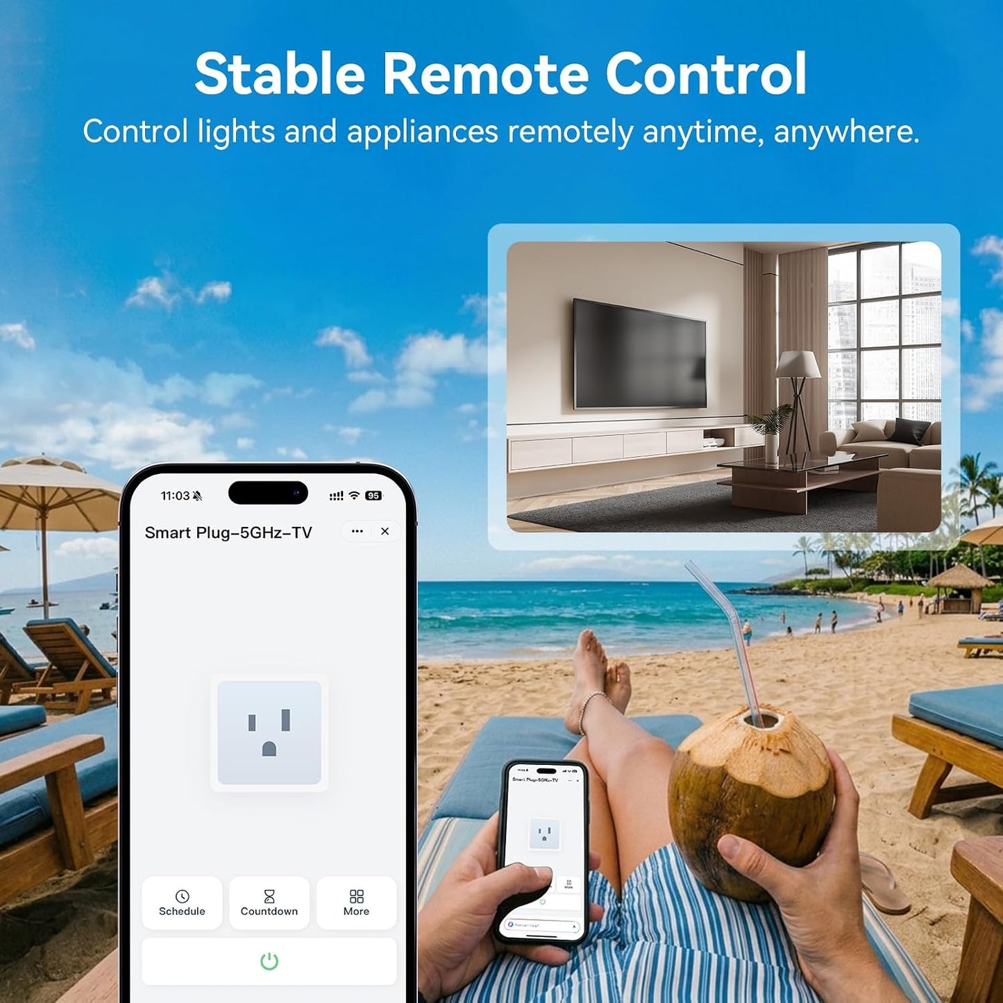 EIGHTREE Smart Plug 5GHz& 2.4GHz, 15A WiFi Smart Outlet Compatible with Alexa & Google Home, Smart Home WiFi Plug with Remote Control, Timer Outlet with Schedule, 4 Packs