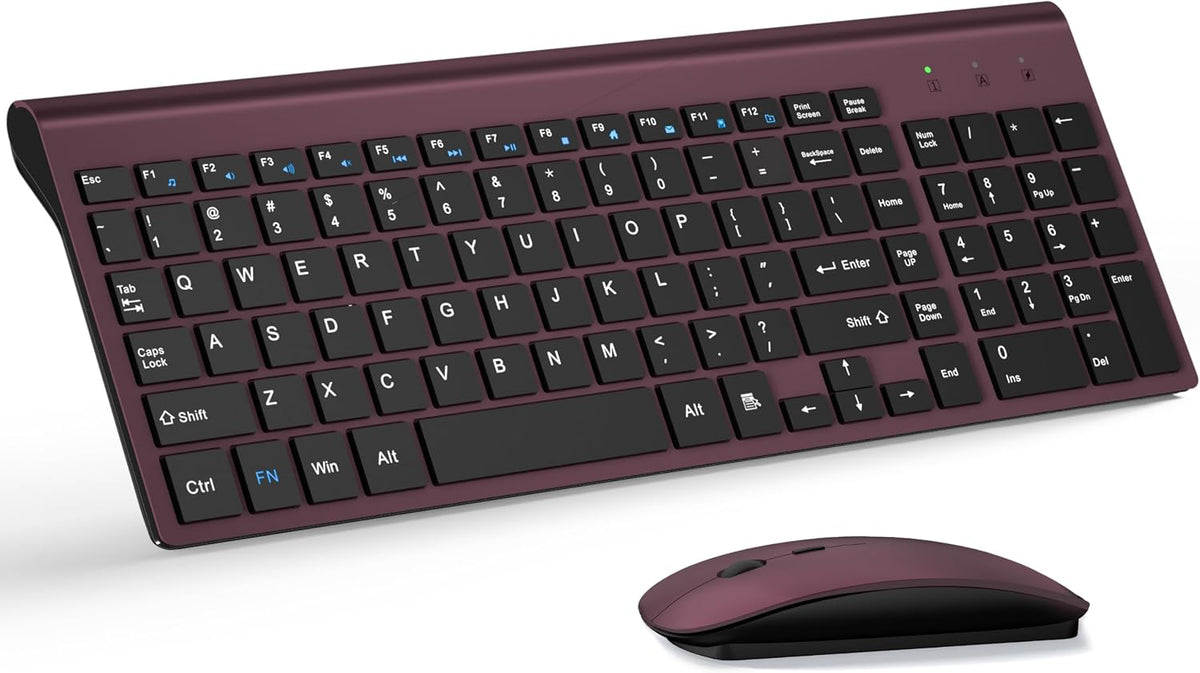 Wireless Keyboard and Mouse Ultra Slim Combo, TopMate - Blue Black