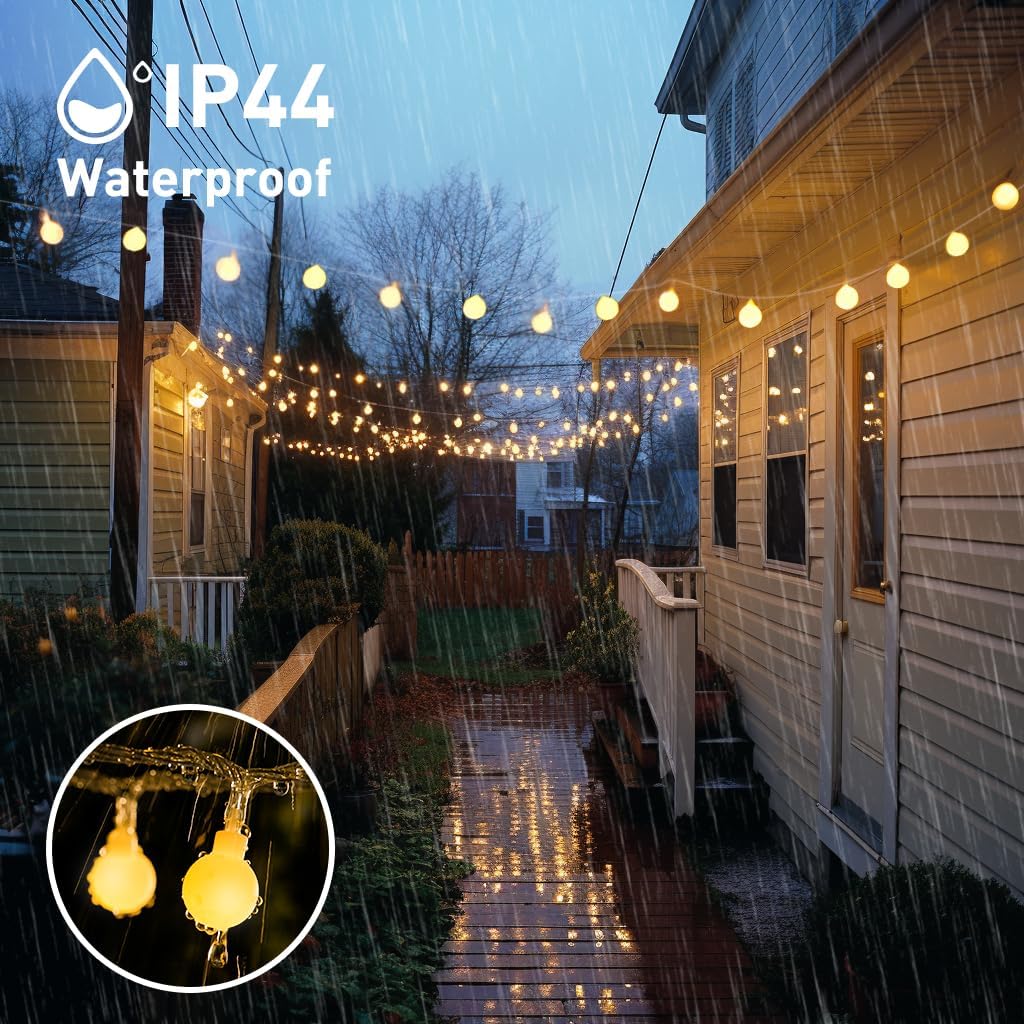 100ft Warm White Globe String Lights Indoor Outdoor Waterproof with Remote | 200 LED Christmas fairy Lights Plug in, Connectable Hanging Lights for Bedroom Classroom Patio Valentines Day Decorations