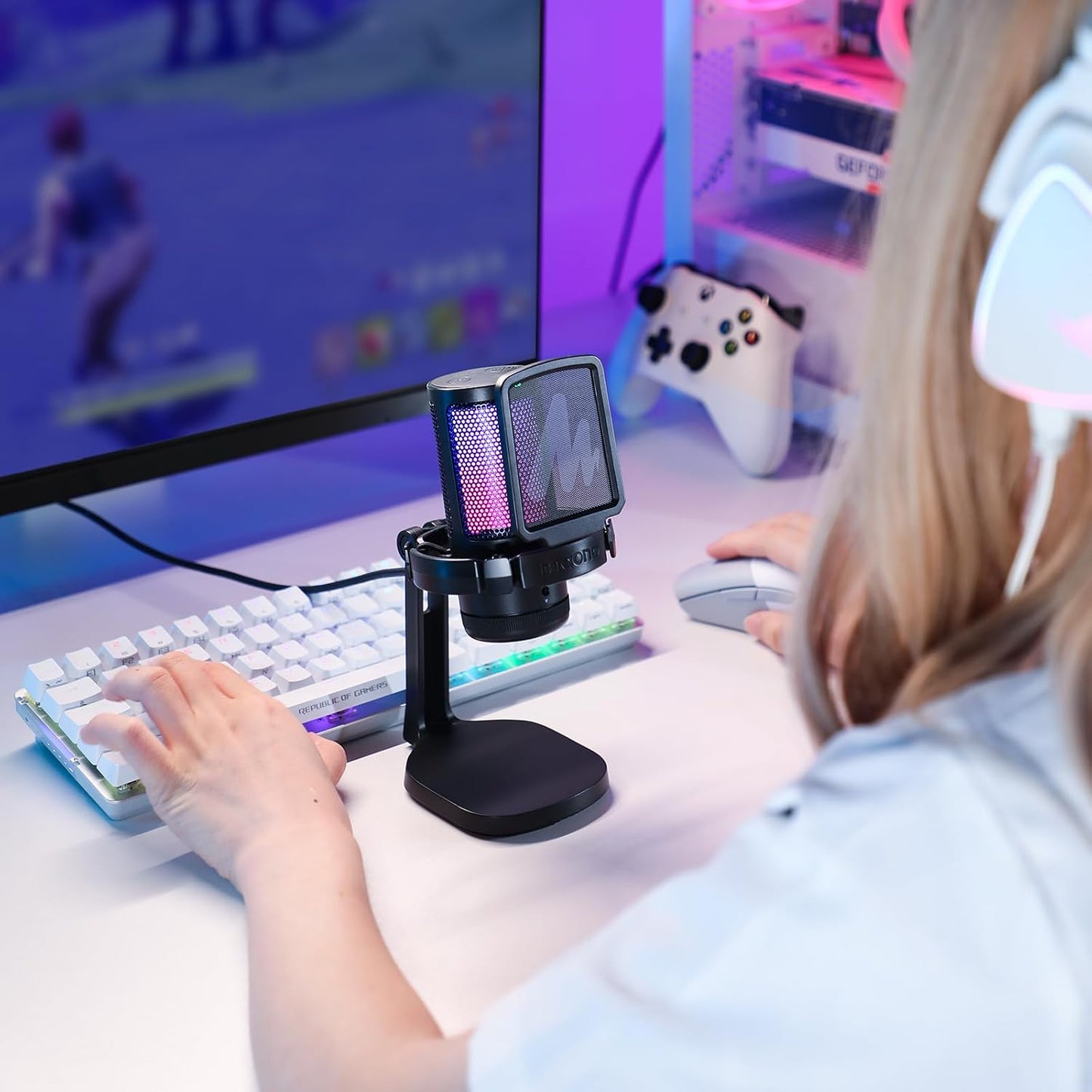 MAONO DGM20 USB Gaming Microphone for PC with Clear Voice & RGB Lighting | Noise Reduction, Tap-to-Mute, Gain Control and Plug & Play for Discord, Streaming, Podcasting, Chat and PS5/PS4 Gaming