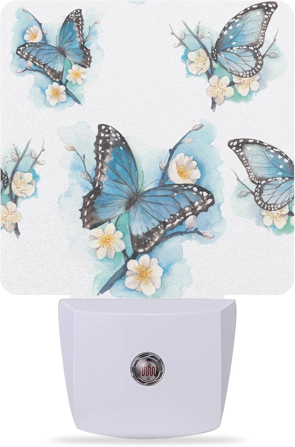 Night Lights Plug into Wall Blue Butterfly Flower Night Lights Dusk to Dawn Sensor Led Lamp for Women Men,Led Lights for Stairway/Hallway/Bedroom,0.5W