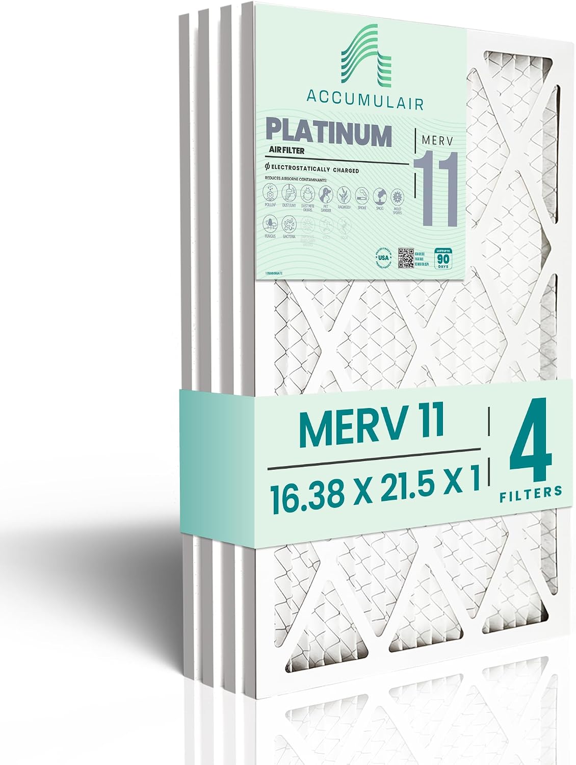 Accumulair Platinum 21.5x23.25x1 MERV 11 HVAC Air Filter (4-Pack) | Replacement Air Filter for AC and Furnace | Made in USA | Actual Size 21.5 x 23.25 x 0.75