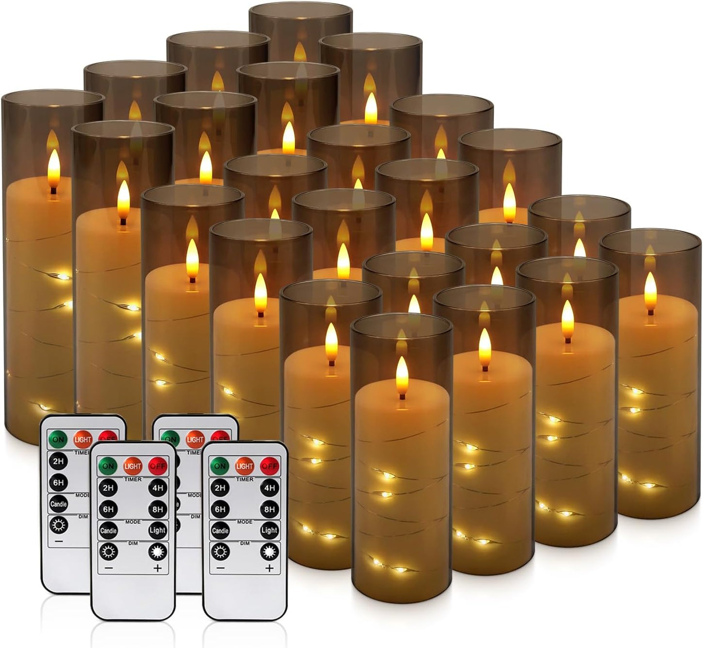YOROXRG Solar flameless Candles Outdoor Waterproof,Dusk to Dawn Outdoor Lighting, Flickering fameless Reusable LED Light Candles for Lantern Garden Camping and Home Decor, 3D Wick (3"X6") Set of 2