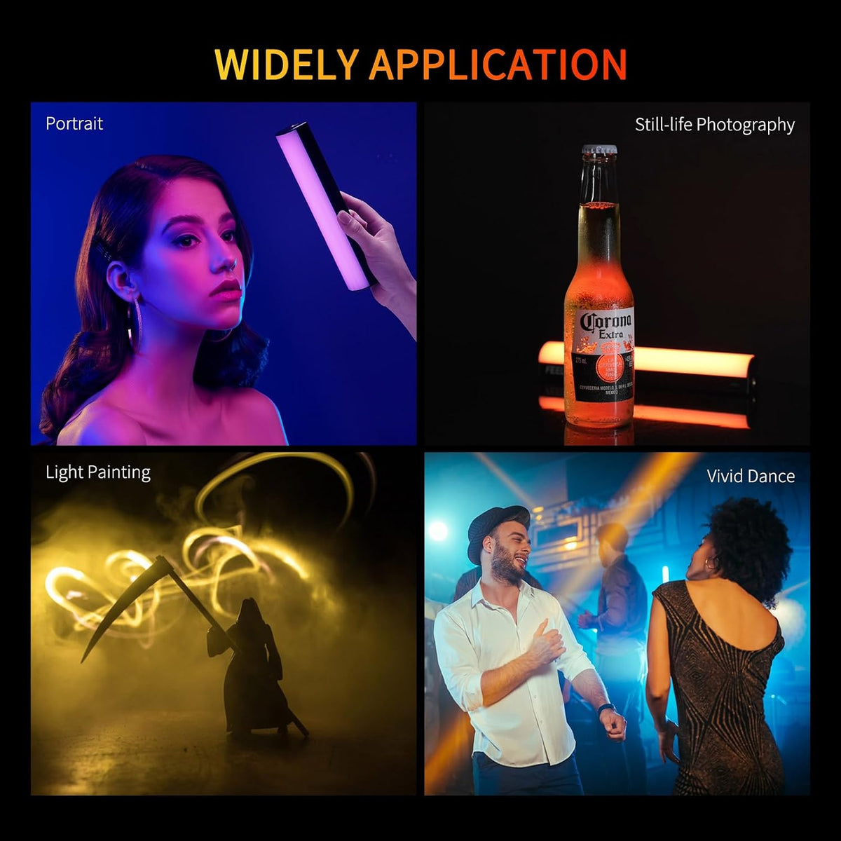 FEELWORLD MT2 Handheld Light Wand, 360° RGB LED Video Light for Photography