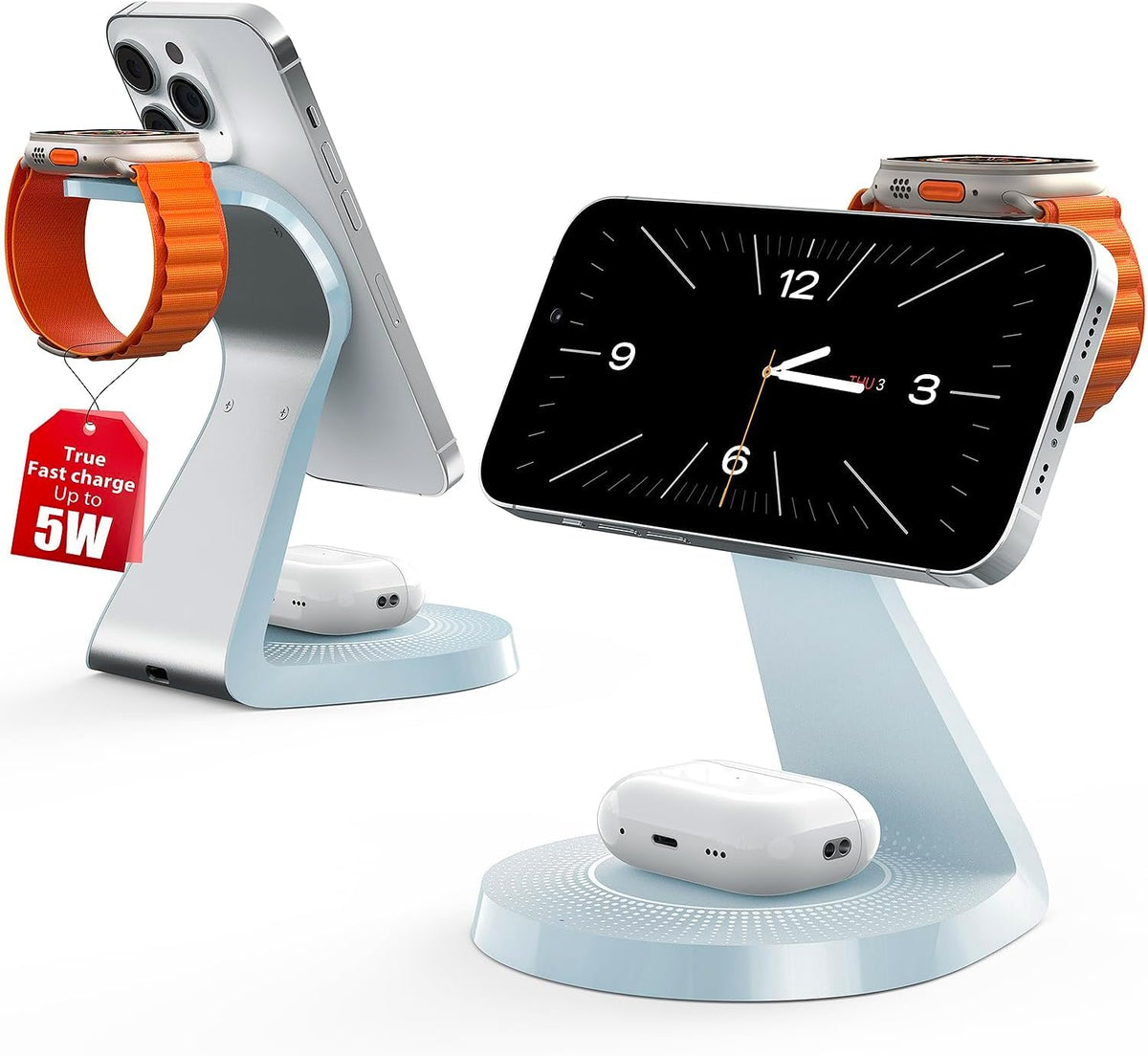 LONGCONN 3 in 1 Wireless Charging Station for Apple Devices with MagSafe