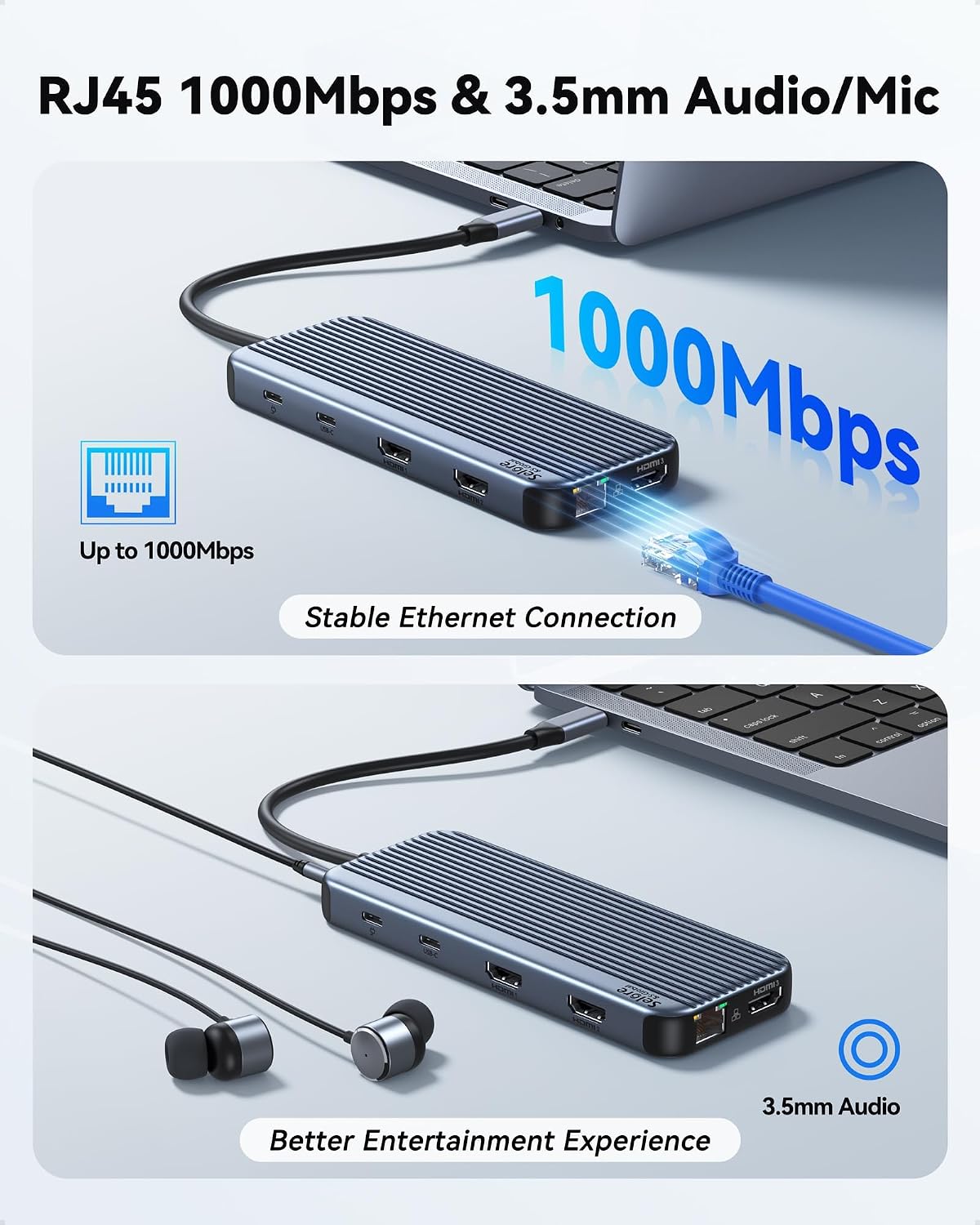 USB C Docking Station 3 HDMI Selore Laptop Docking Station 3 Monitors