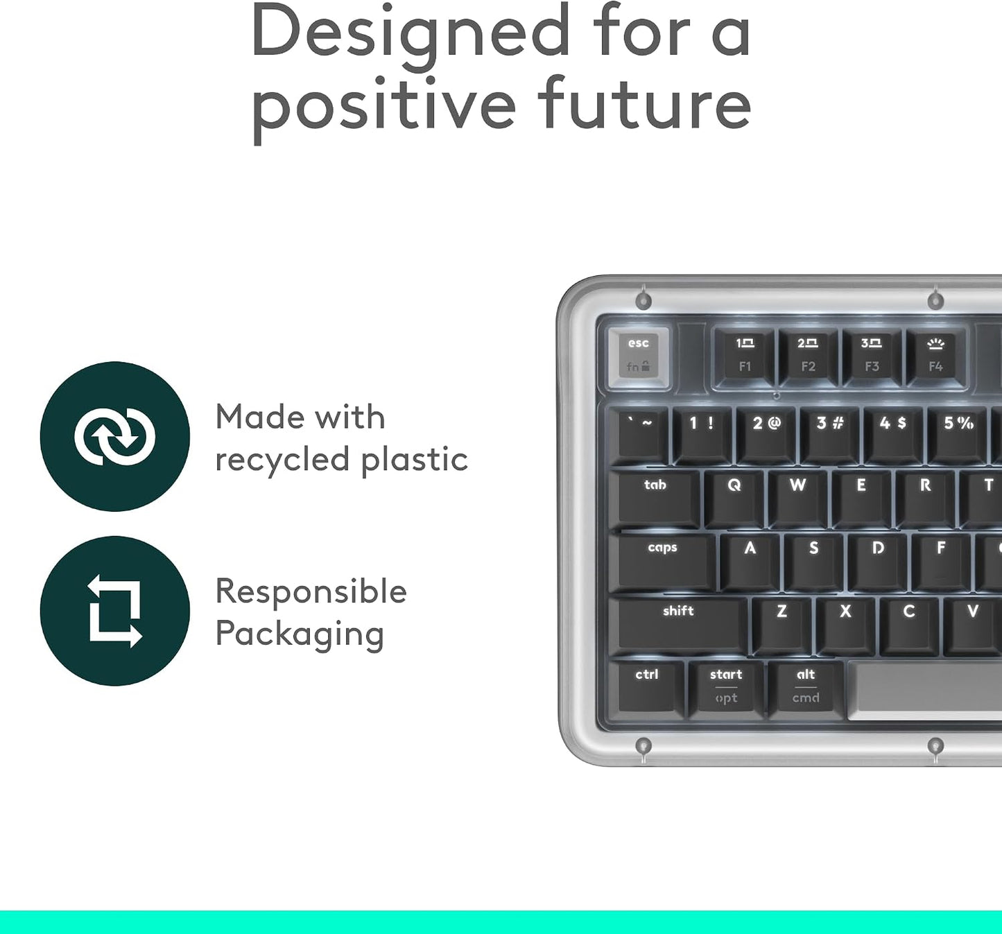 Logitech Alto Keys K98M Wireless Mechanical Gasket Keyboard - Graphite | Customizable, clicky, vibration absorbing gasket, white backlit keys, Bluetooth, USB-C charging, for PC, Mac, Laptops