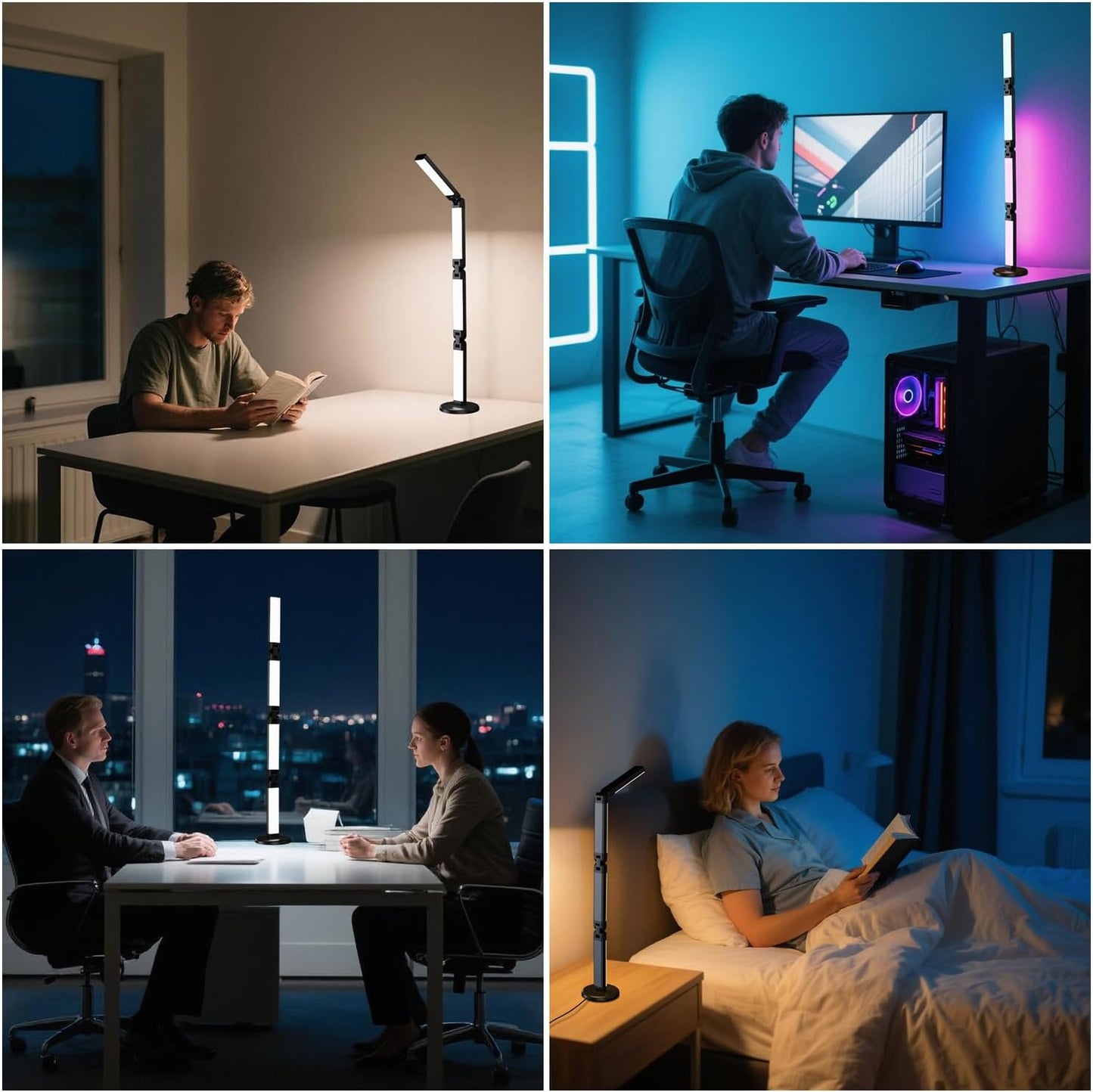 Led Desk Lamp with Atmosphere Lighting, Smart RGB LED Desk Lamp | Music Sync and 16 Million DIY Colors, Foldable Lamp with Dimmable and Timer, Modern LED Lights for Desk, and Gaming Rooms